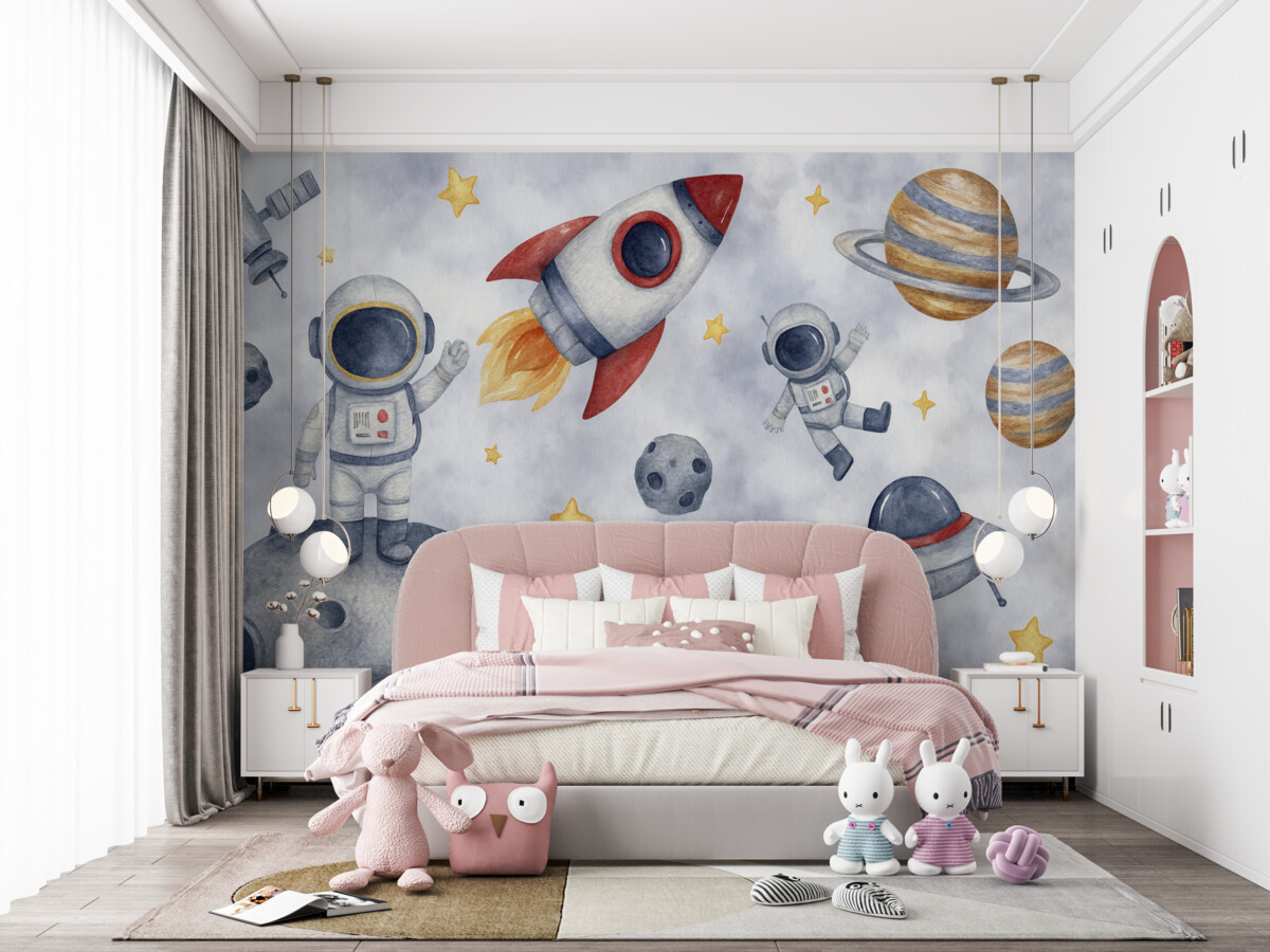 Fototapeta Kosmonauci w przestrzeni kosmicznej.