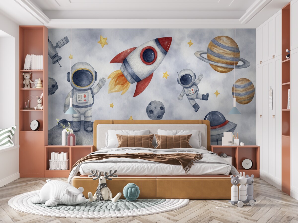 Fototapeta Kosmonauci w przestrzeni kosmicznej.