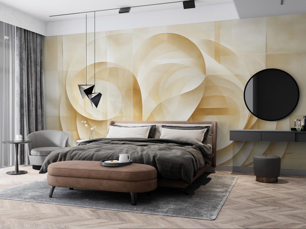 Fototapeta Beżowa abstrakcja z różnorodnymi fakturami, w stylu wielowarstwowych płyt i sieci.