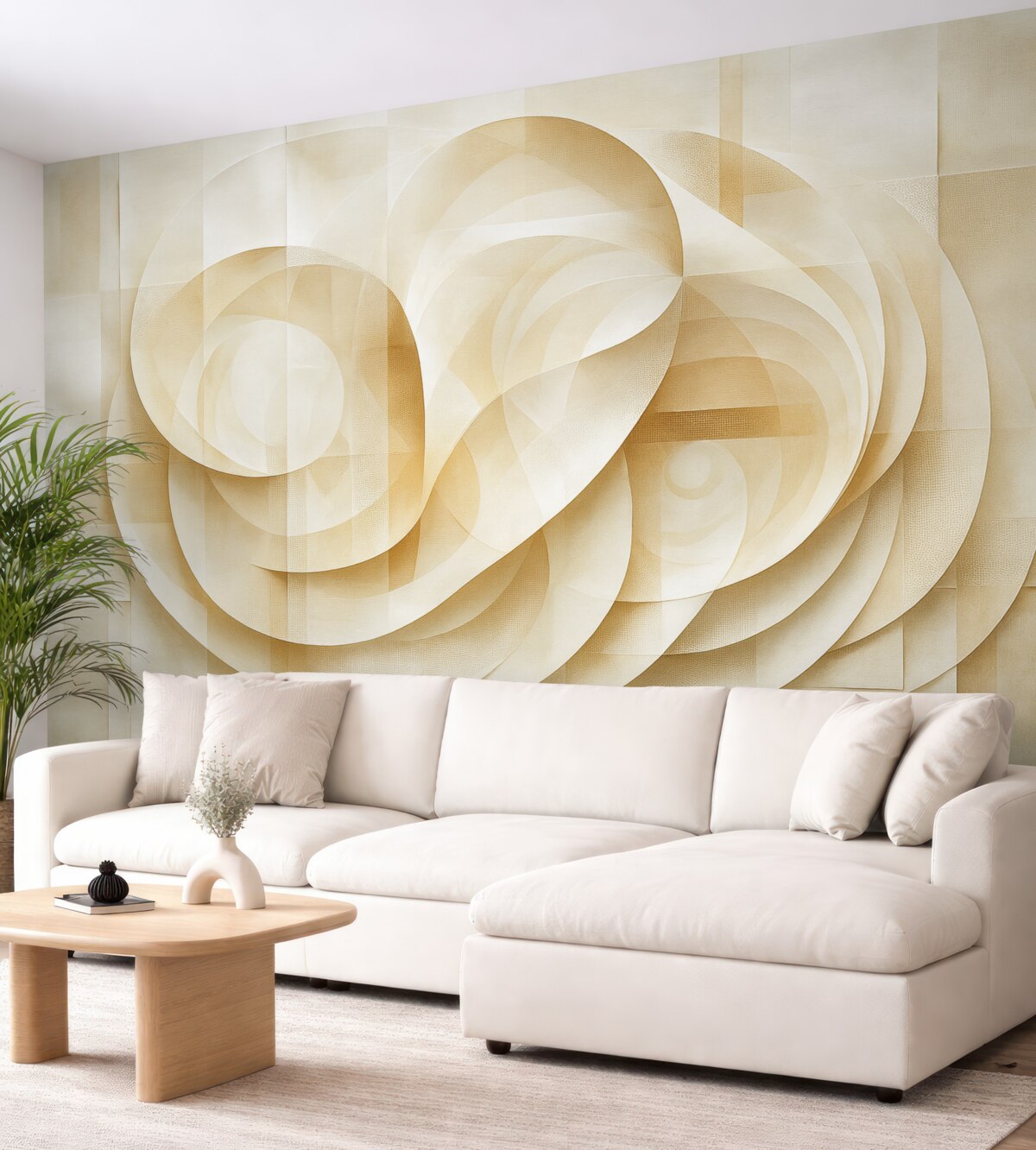 Fototapeta Beżowa abstrakcja z różnorodnymi fakturami, w stylu wielowarstwowych płyt i sieci.