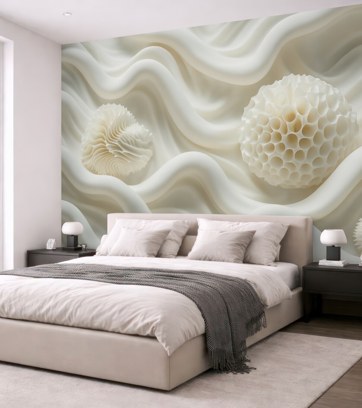 Fototapeta Abstrakcyjne faliste tło jasnych form w stylu 3D.