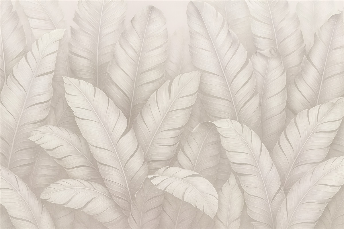 Fototapeta Stylowe pastelowe tropikalne beżowe liście.