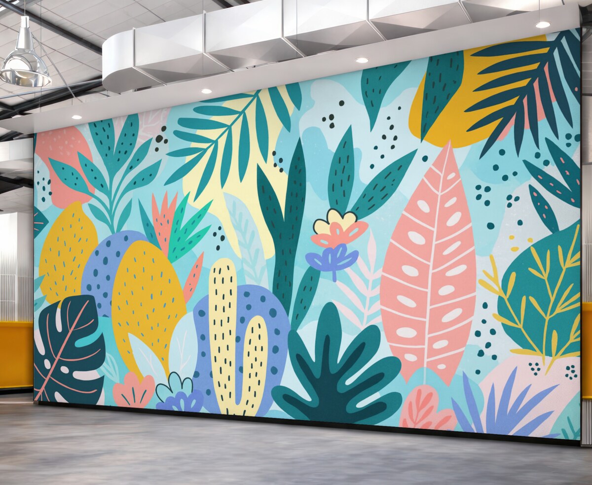 Fototapeta Wielobarwna tropikalna jungla.