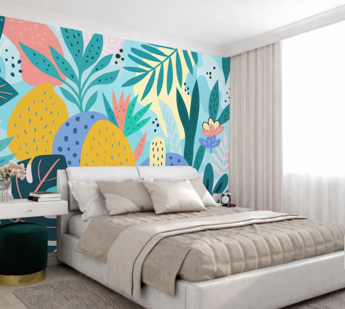 Fototapeta Wielobarwna tropikalna jungla.