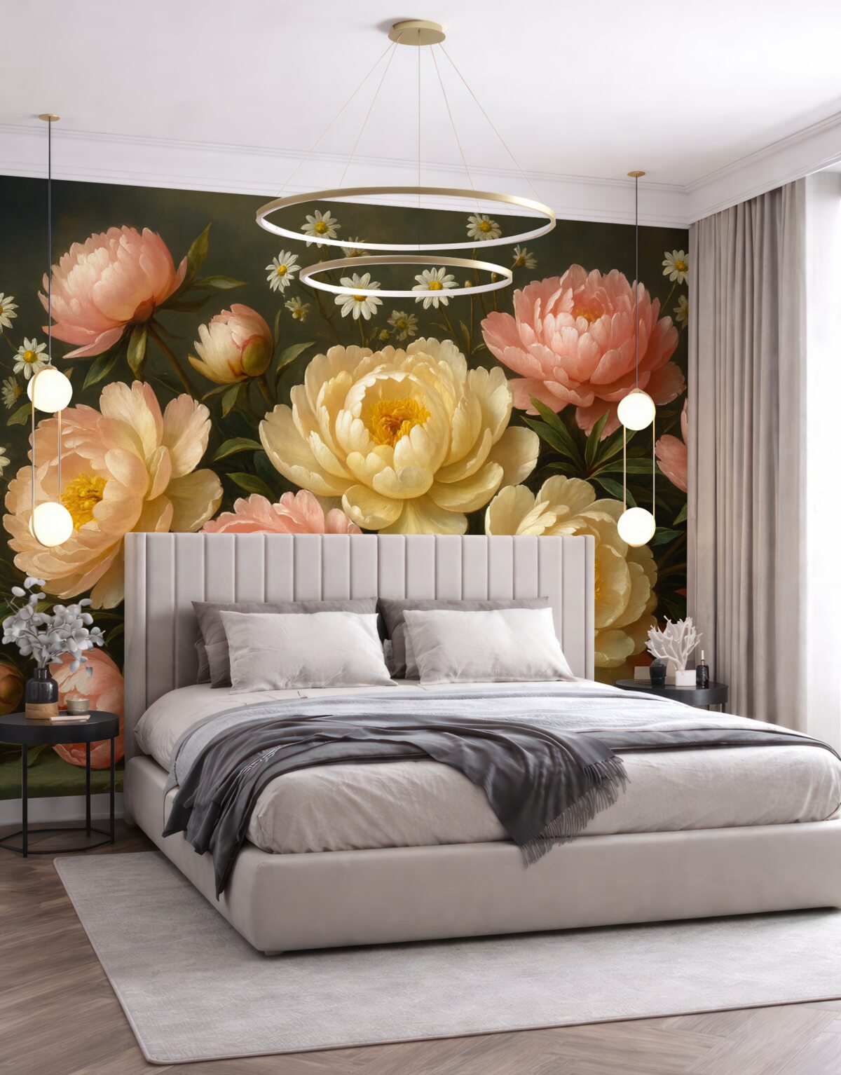 Fototapeta Bukiet piwonii w odcieniach beżu i różu.