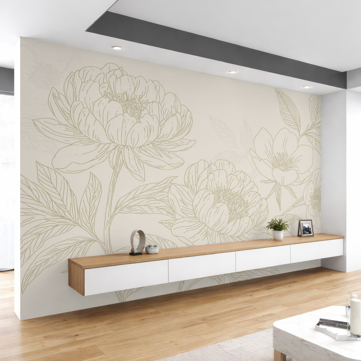 Fototapeta Kwiaty o linii w odcieniu zielonym.