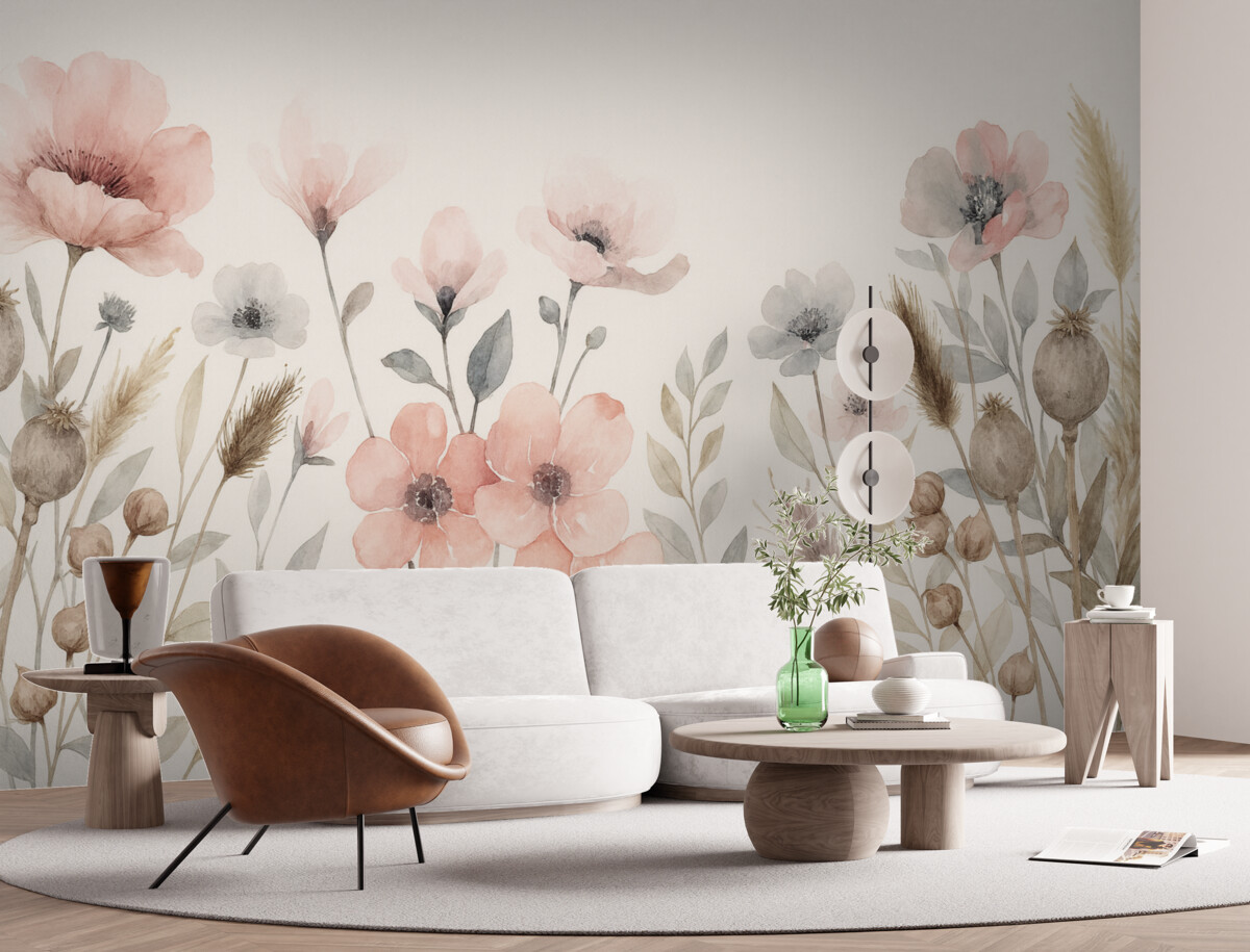 Fototapeta Maki, jasnoszary odcień, farby wodne.