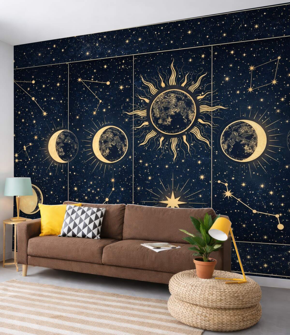 Fototapeta Etap księżyca, słońce, azureowe tło.