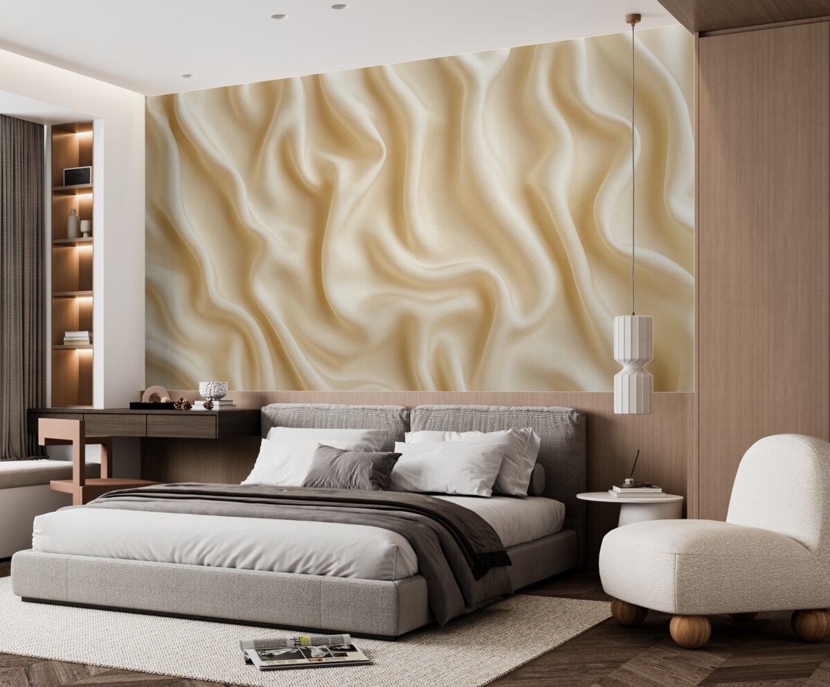 Fototapeta Abstrakcyjna kompozycja stworzona z organicznego surowca, rzeźbione pionowe pasy 3D w odcieniu beżowym.