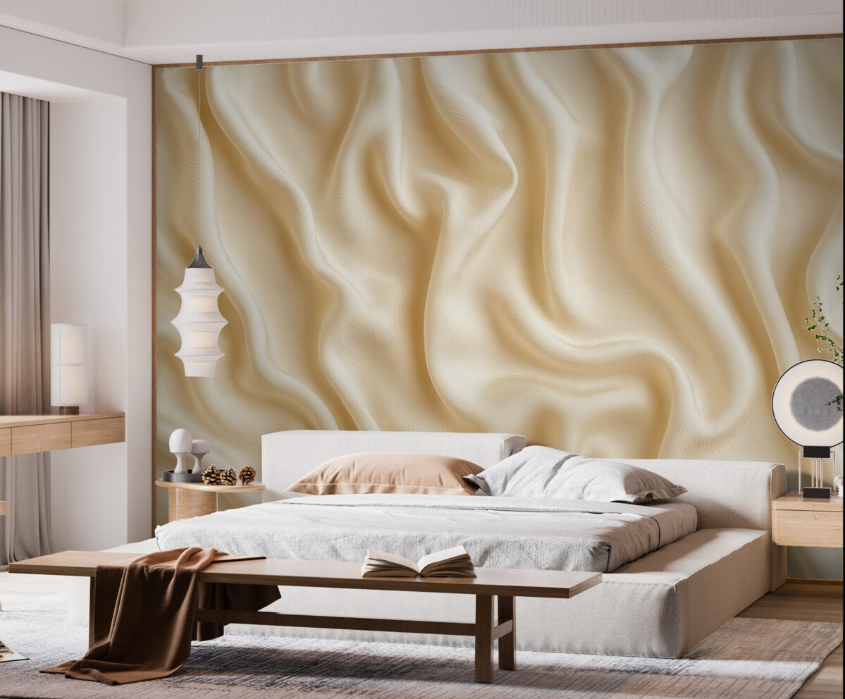 Fototapeta Abstrakcyjna kompozycja stworzona z organicznego surowca, rzeźbione pionowe pasy 3D w odcieniu beżowym.