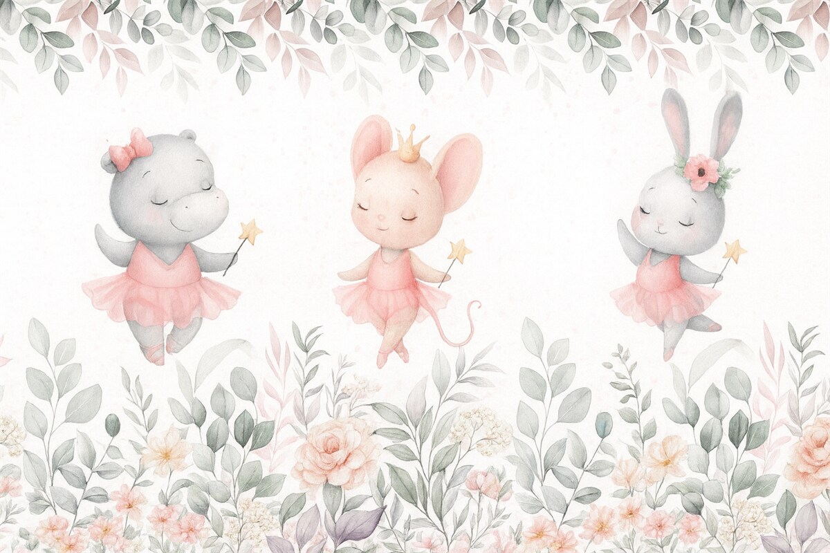 Fototapeta Urocze baletnice wśród roślin.