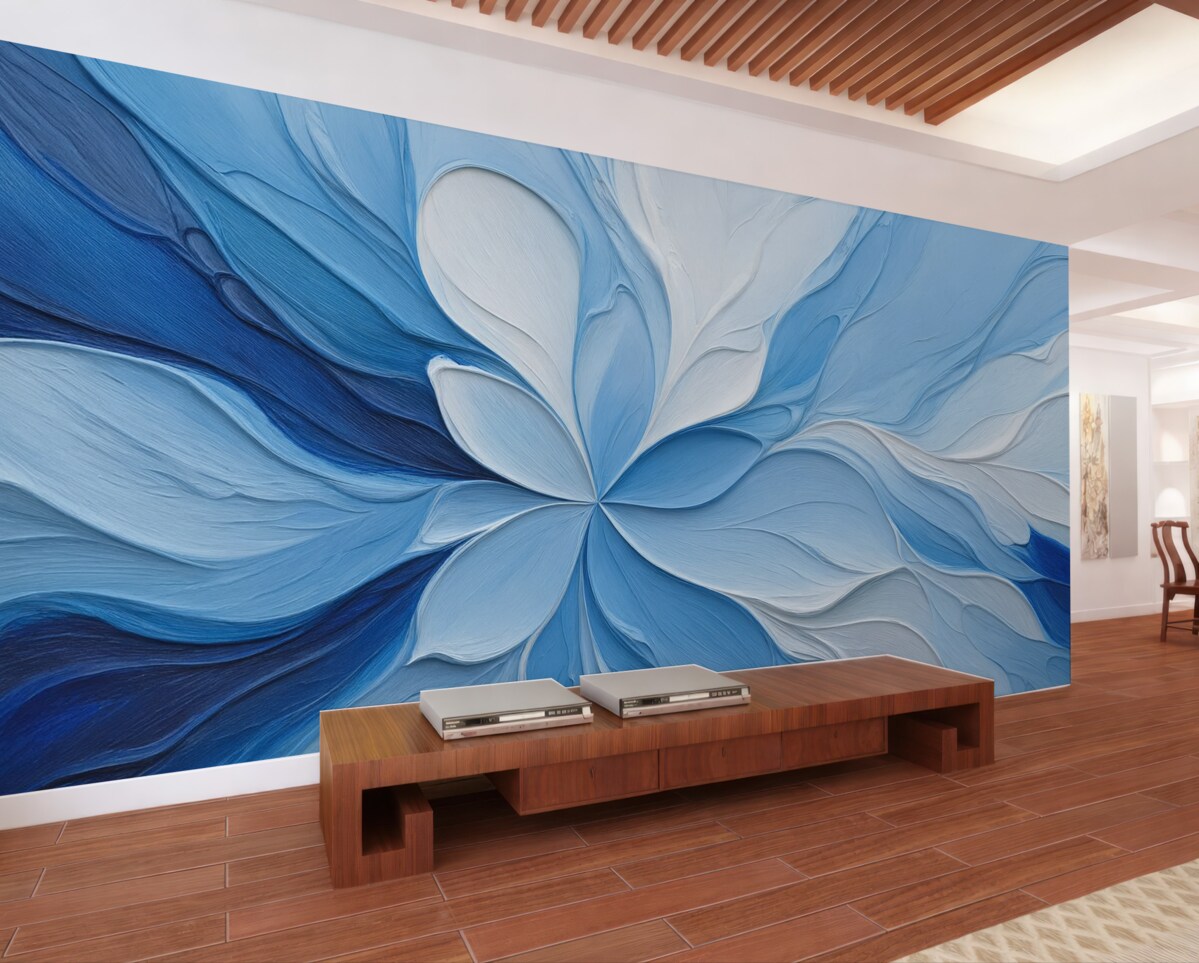 Fototapeta Abstrakcyjne niebieskie tło z machnięciami pędzla.