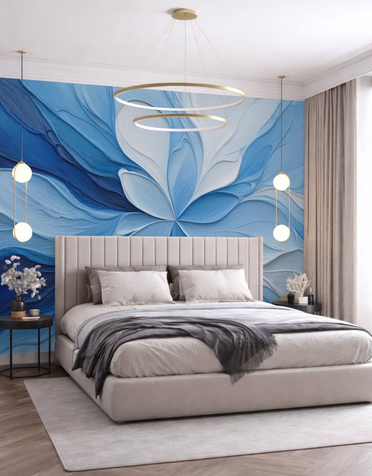 Fototapeta Abstrakcyjne niebieskie tło z machnięciami pędzla.