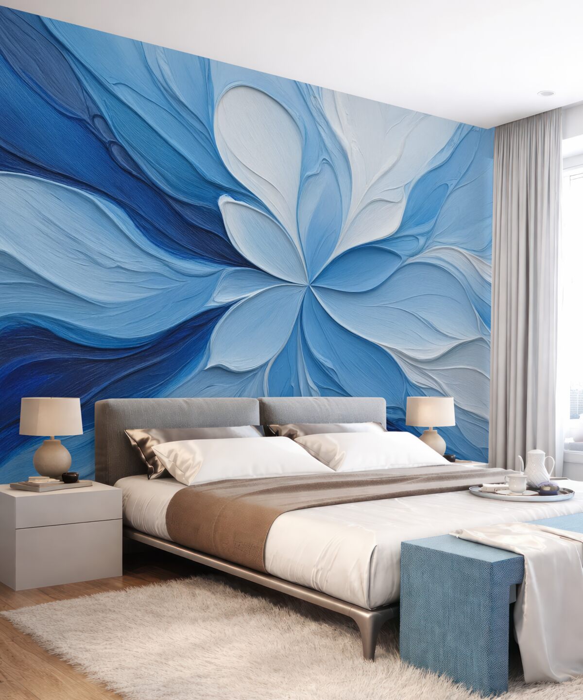 Fototapeta Abstrakcyjne niebieskie tło z machnięciami pędzla.