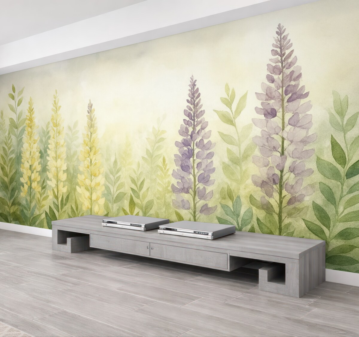 Fototapeta Ogród kwiatowy w akwareli, wzór kwiatowy, naturalne barwy.