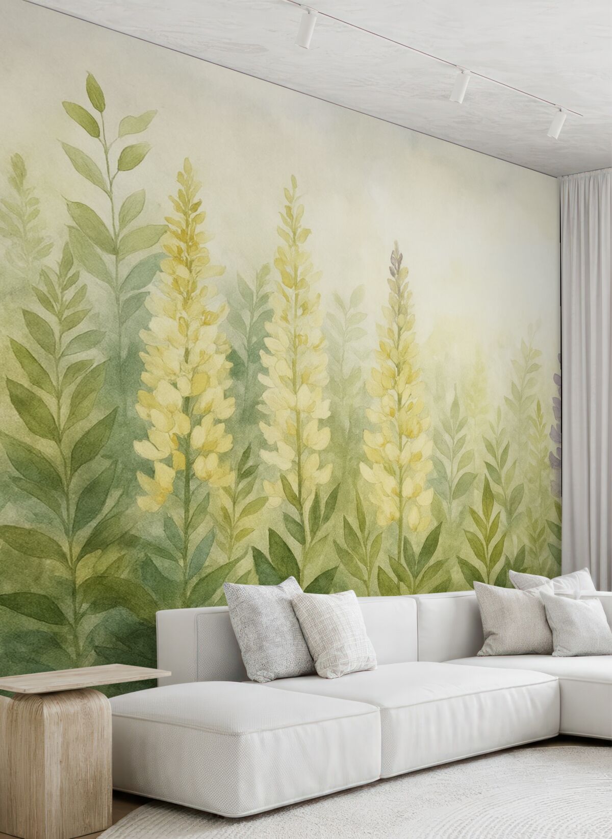 Fototapeta Ogród kwiatowy w akwareli, wzór kwiatowy, naturalne barwy.