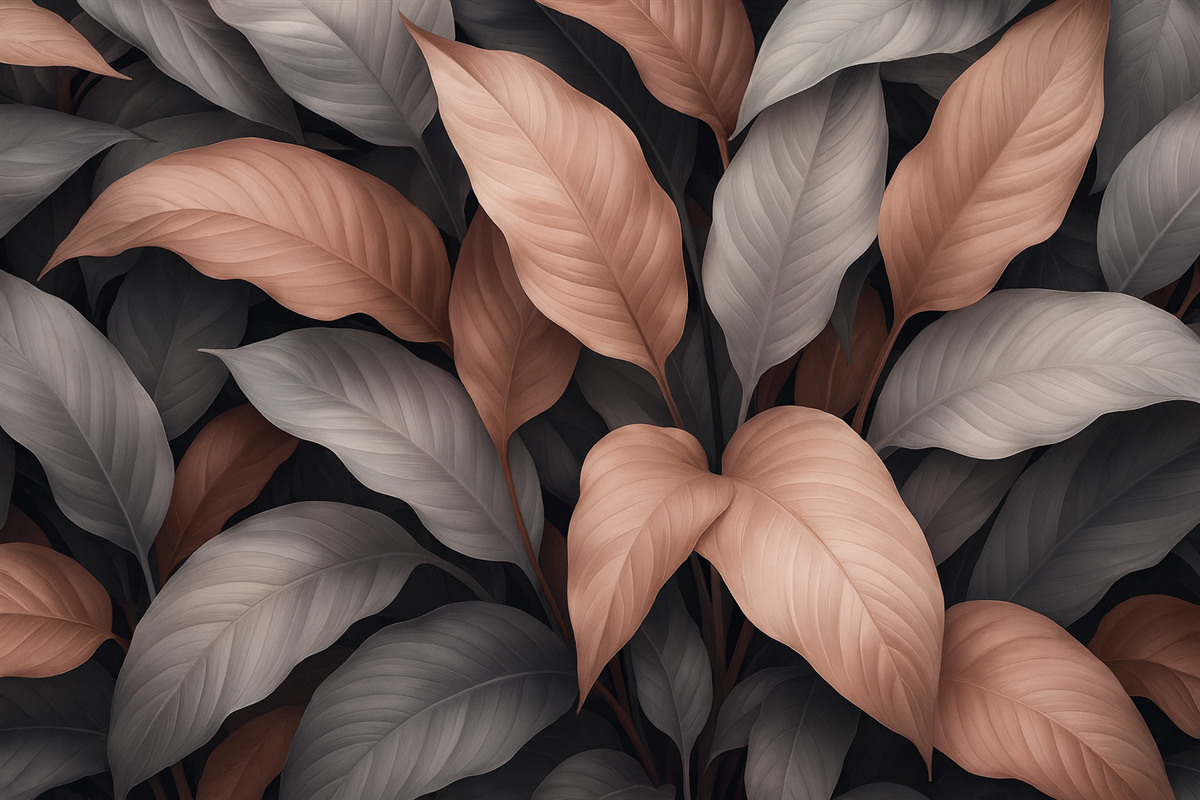 Fototapeta Rośliny tropikalne w odcieniach czerwonym i niebieskim.