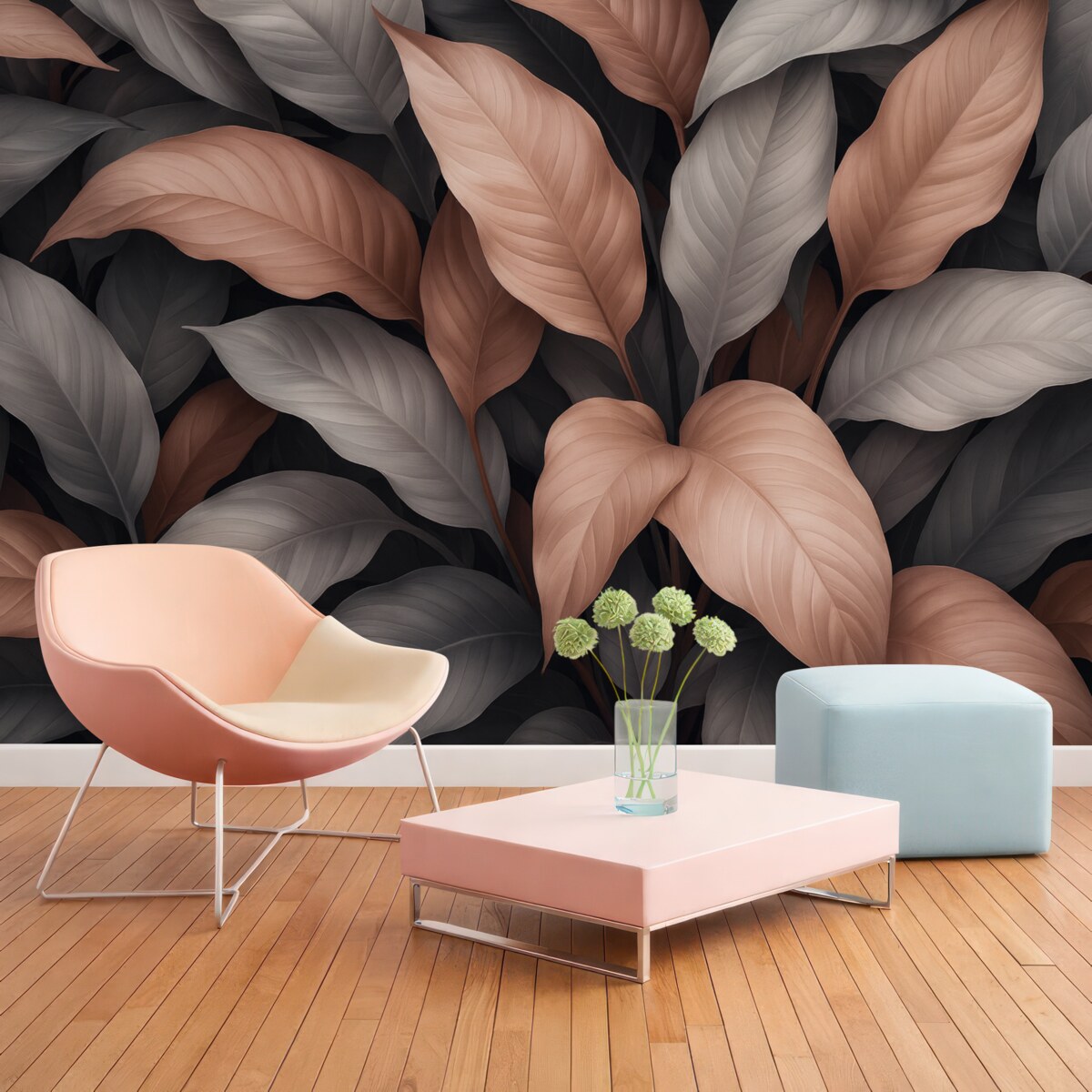 Fototapeta Rośliny tropikalne w odcieniach czerwonym i niebieskim.