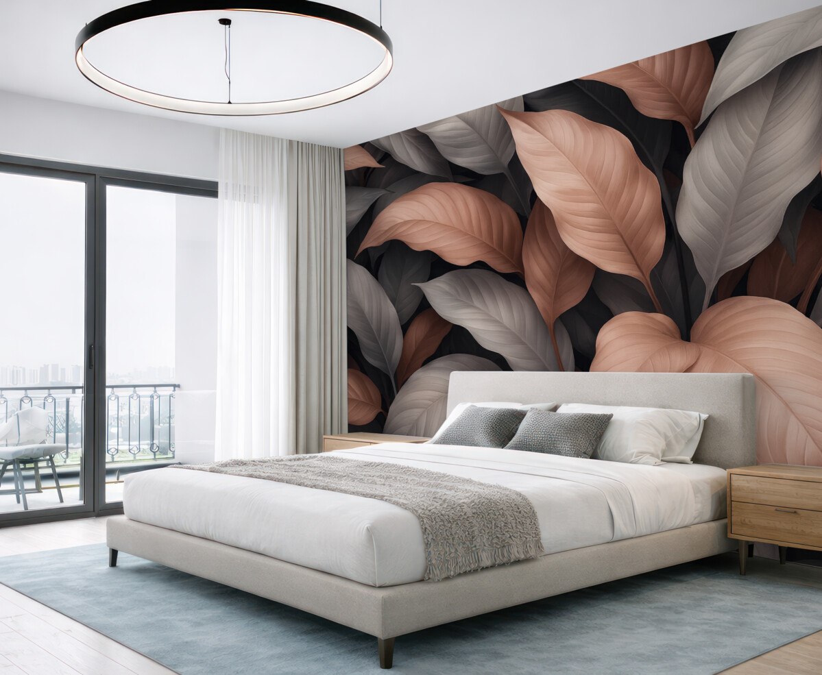 Fototapeta Rośliny tropikalne w odcieniach czerwonym i niebieskim.