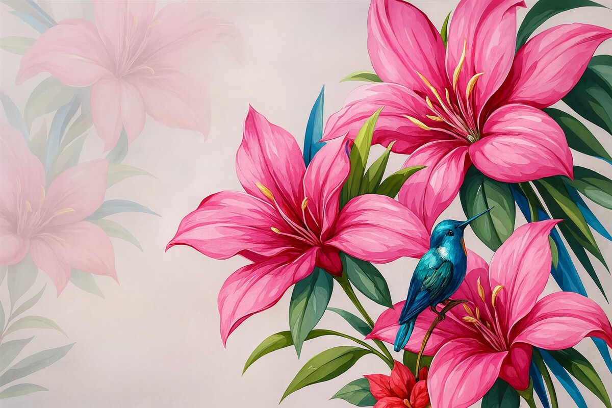 Fototapeta wielkie kwiaty, różowe kwiaty, jasne kwiaty