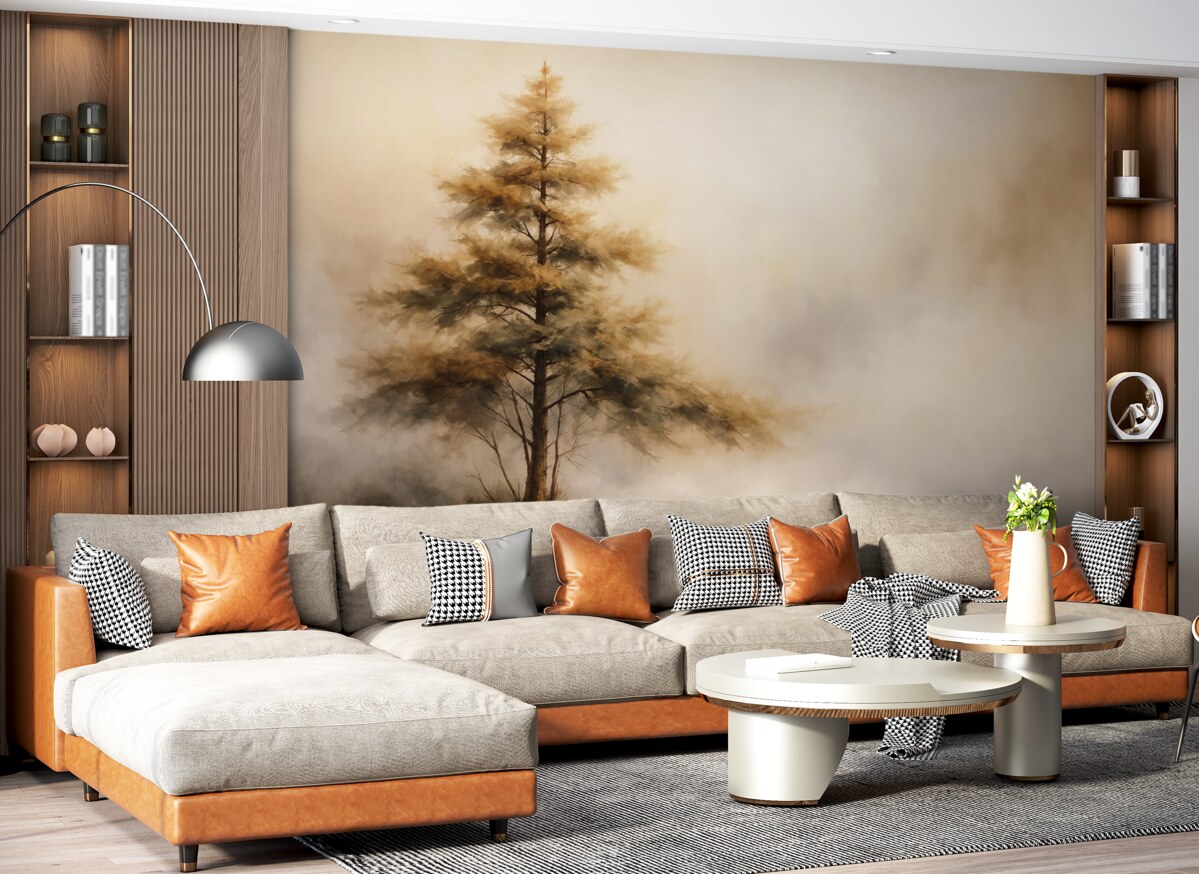 Fototapeta Pojedyncze drzewo w mgle.