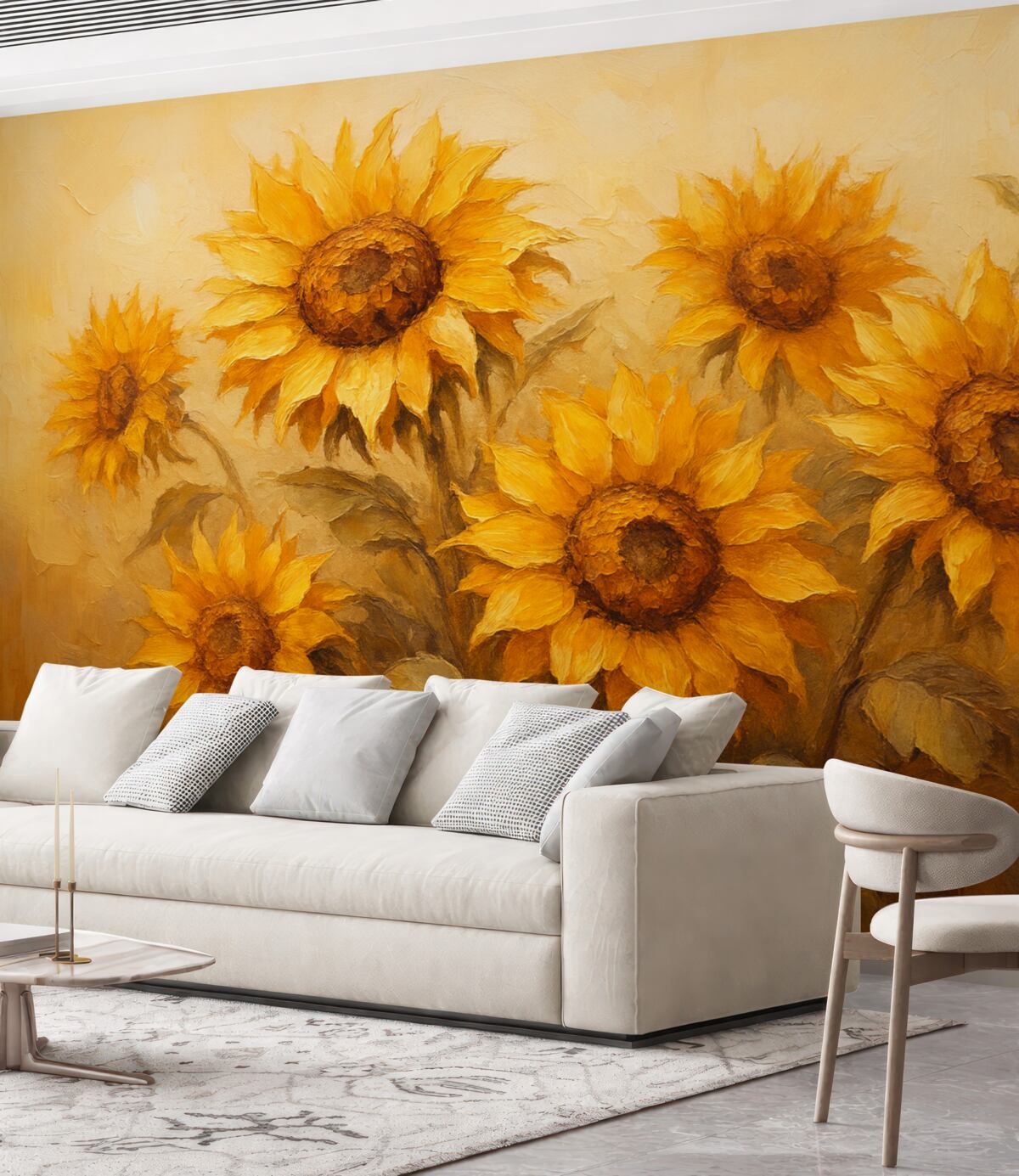 Fototapeta Kwitnące słoneczniki naśladujące malarstwo olejne.