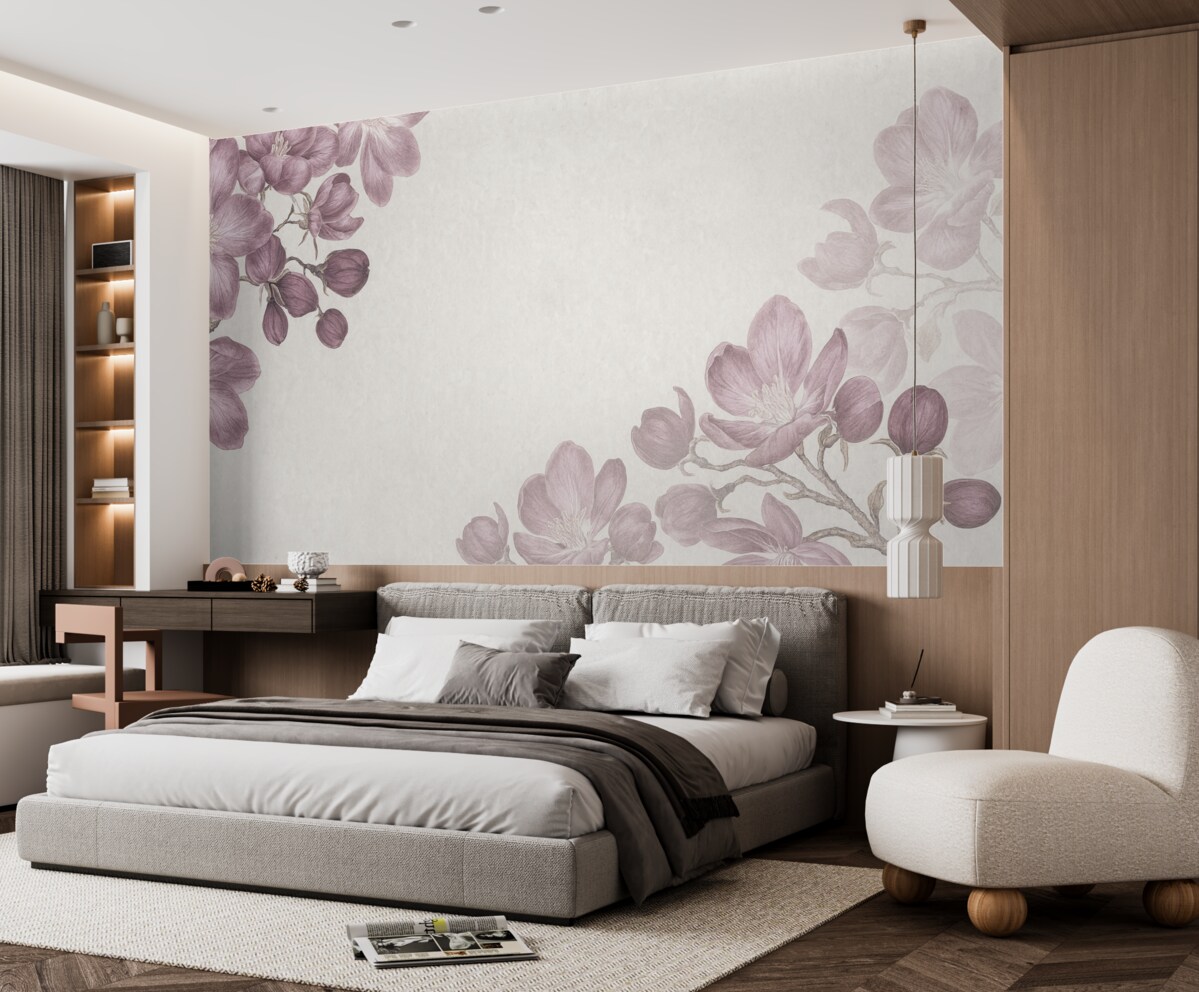 Fototapeta Kwitnące gałązki, kwiaty na gałązkach, kwiaty w kącie.