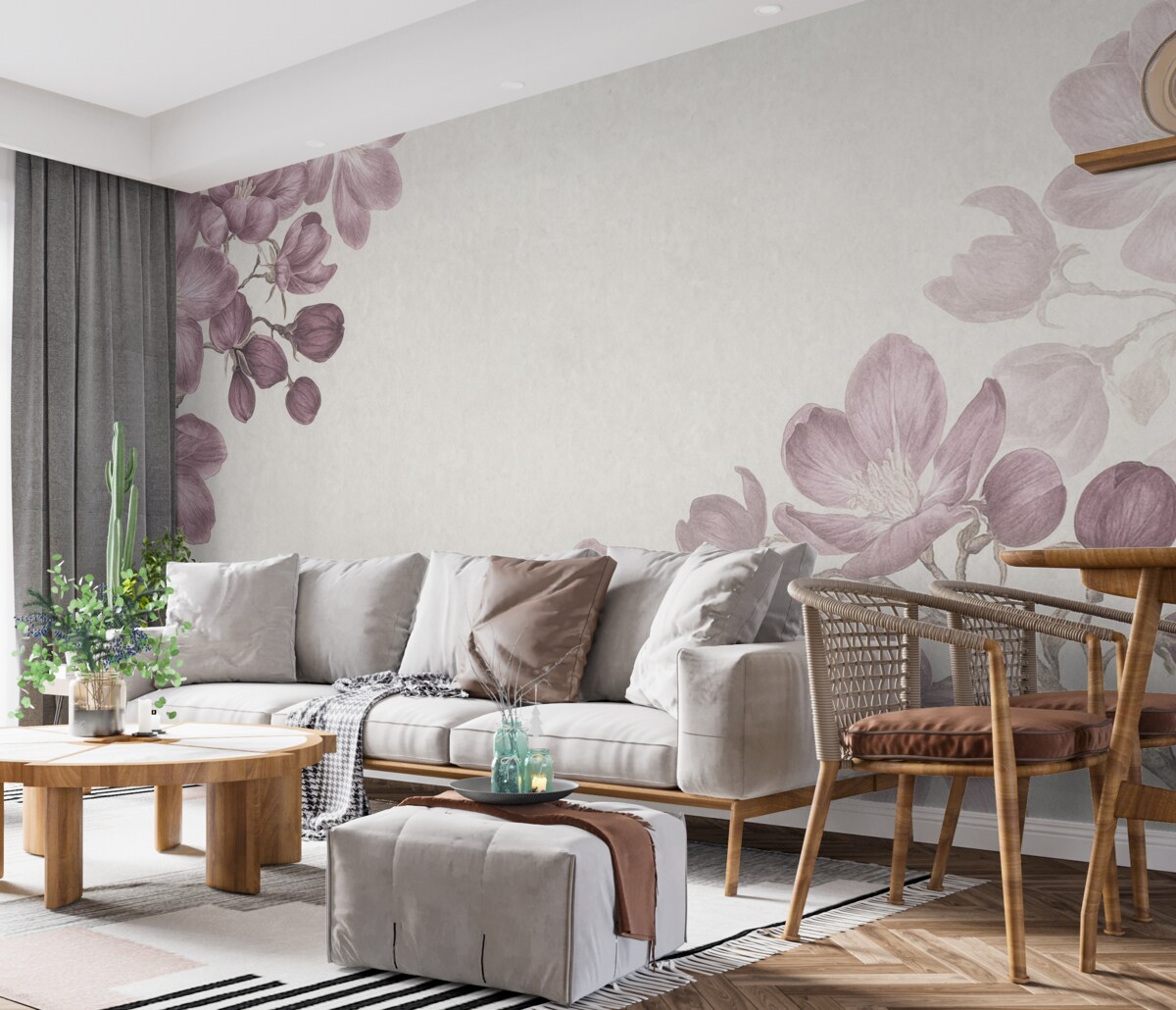 Fototapeta Kwitnące gałązki, kwiaty na gałązkach, kwiaty w kącie.