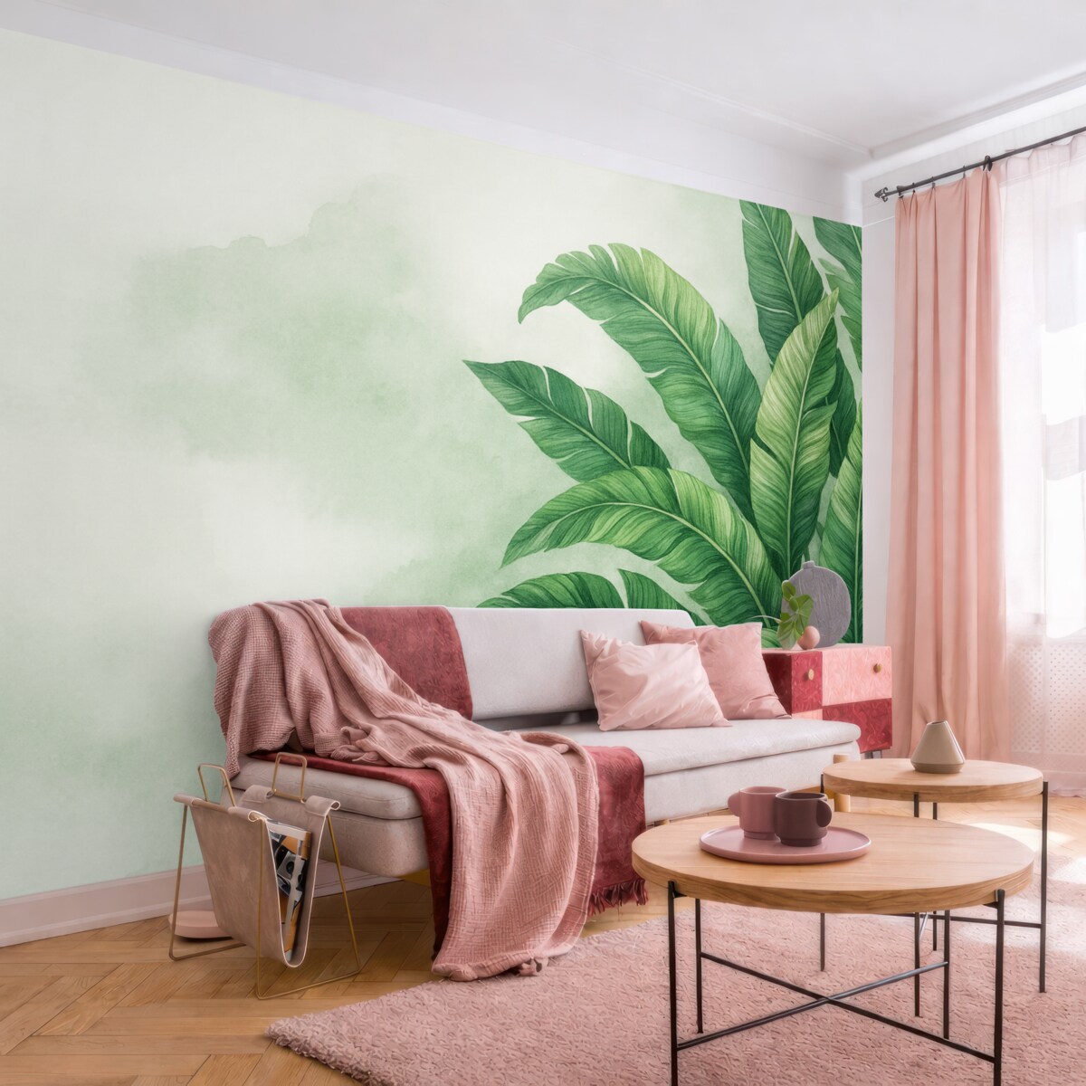 Fototapeta Liście bananowca, obszerne liście, soczyste liście, liście z tropików.