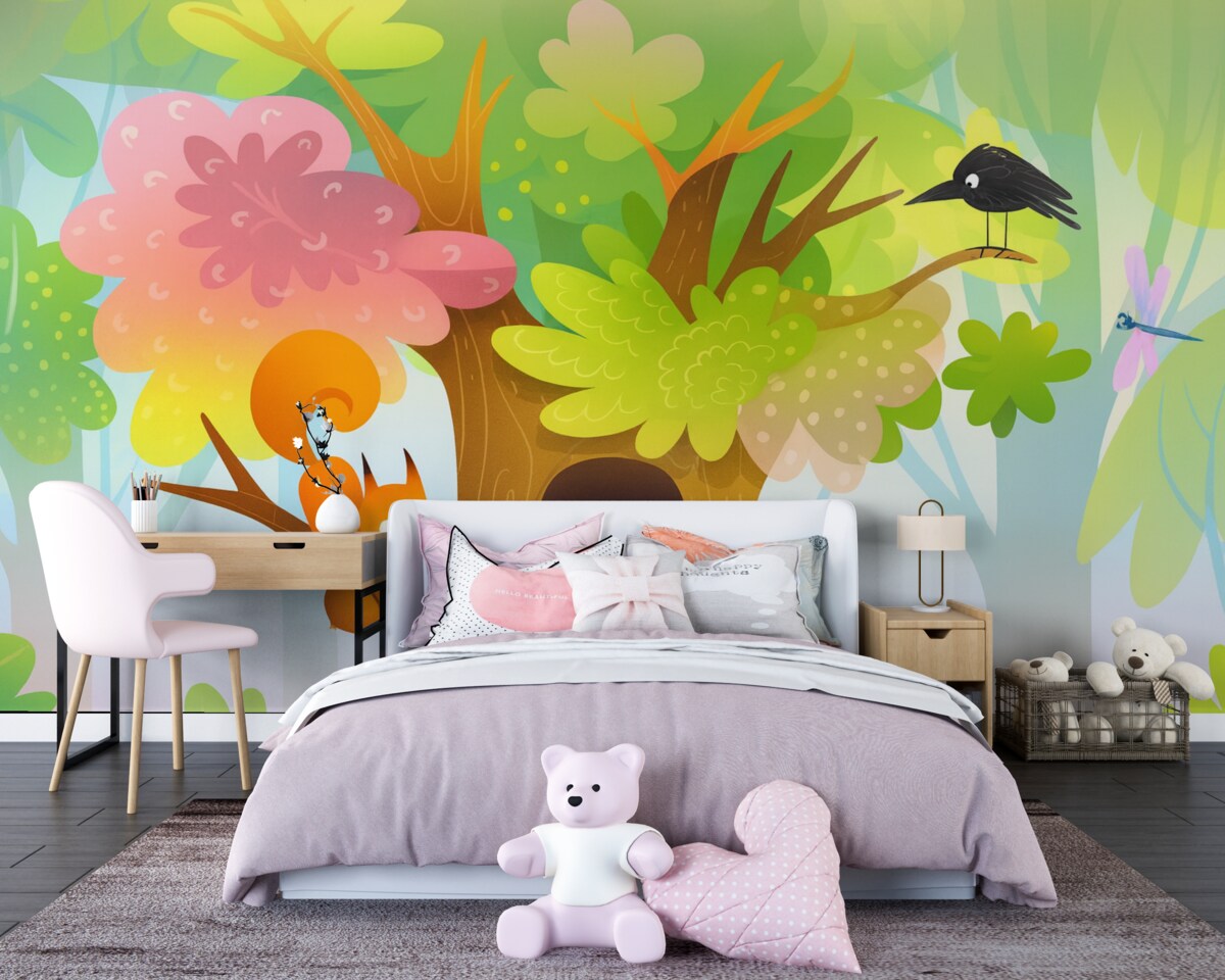 Fototapeta Czarodziejka, zwierzęta, wiewiórki, puchacz, las.