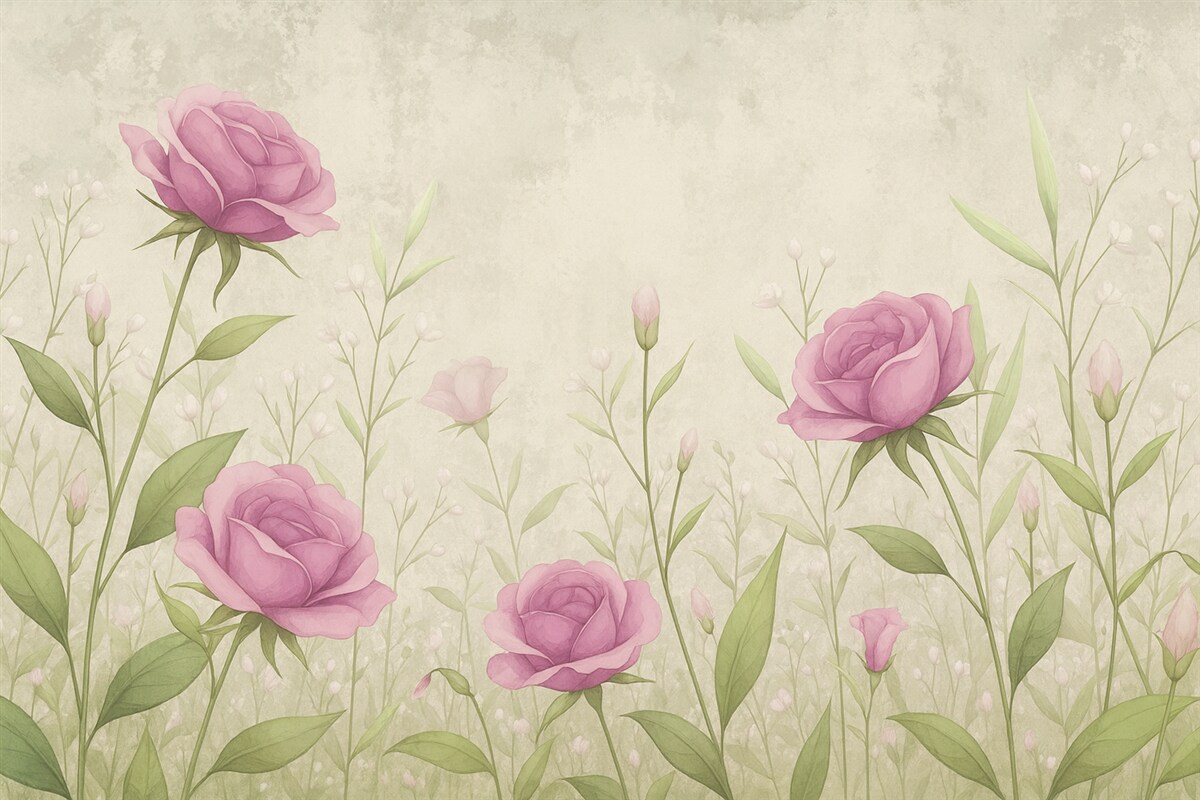 Fototapeta Subtelne kwiaty i zioła na szarym tle.