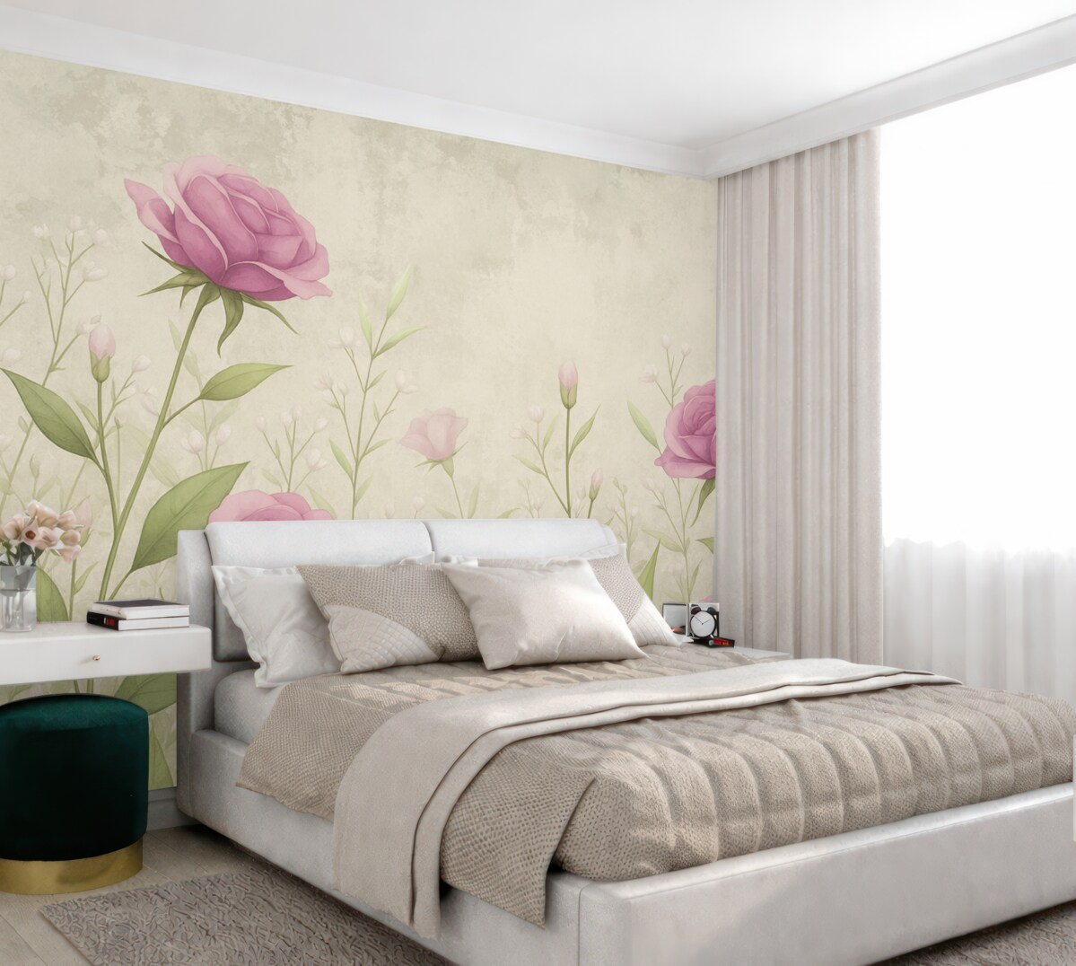 Fototapeta Subtelne kwiaty i zioła na szarym tle.