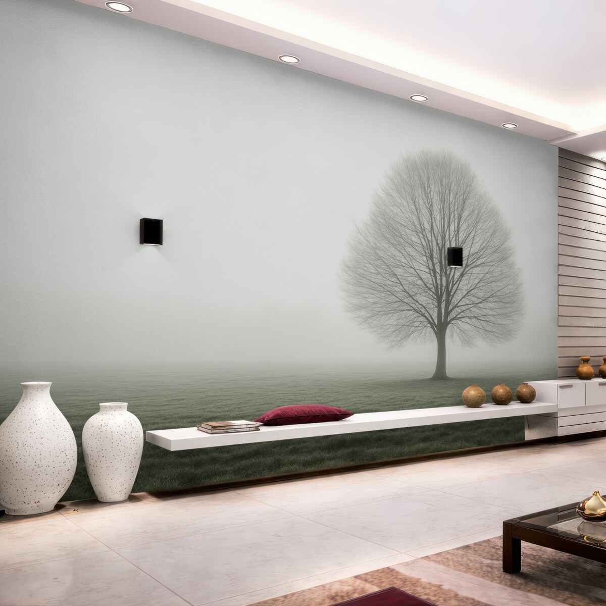 Fototapeta Drzewo w mroku w ciemnych odcieniach zieleni.