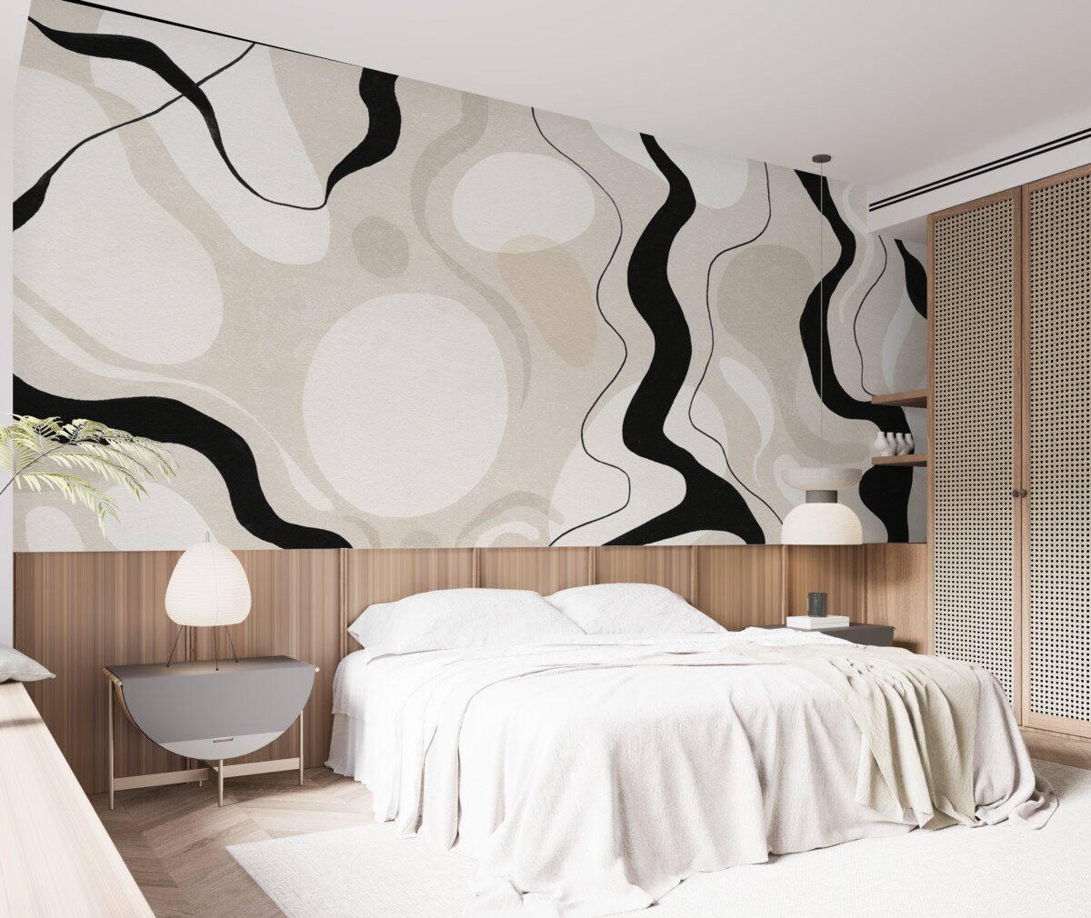 Fototapeta Abstrakcja, beżowa podstawa, subtelne tło, pasy, smugi.