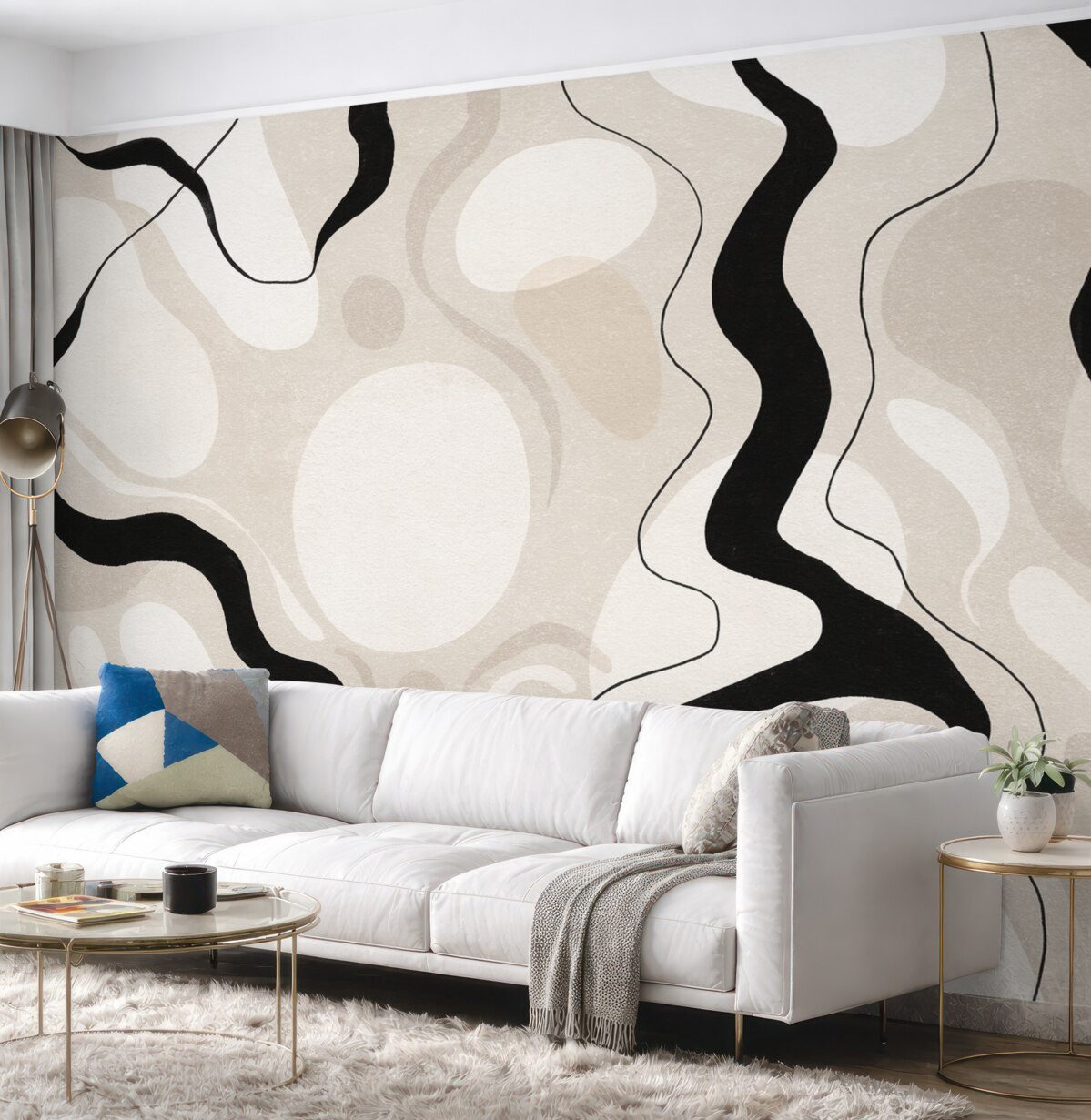 Fototapeta Abstrakcja, beżowa podstawa, subtelne tło, pasy, smugi.