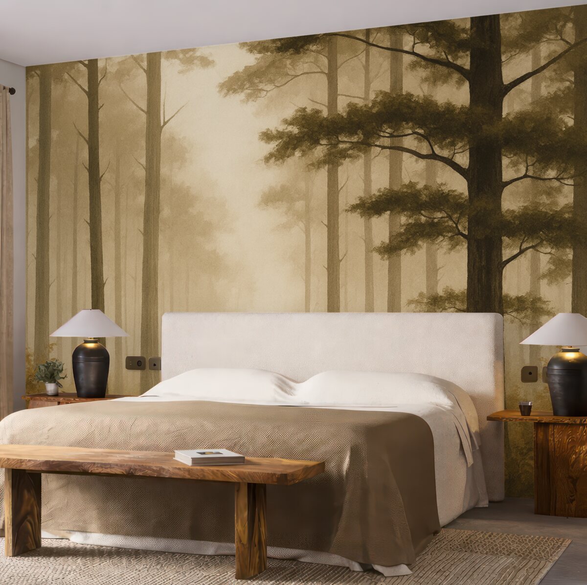 Fototapeta Drzewa, subtelne barwy, wrażliwość, mgiełka.