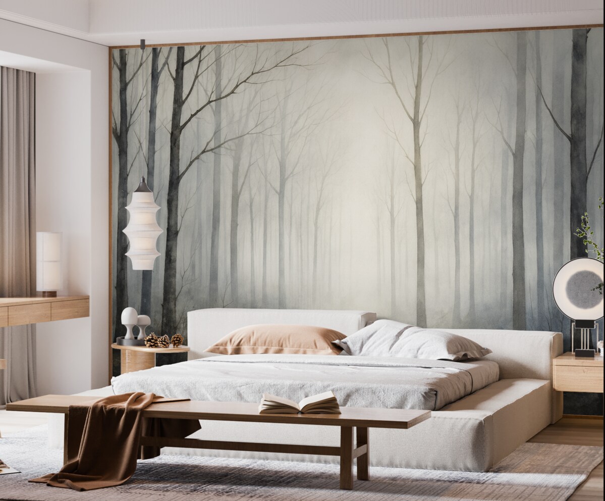 Fototapeta Drewno, subtelne barwy, łagodność, zamglenie.