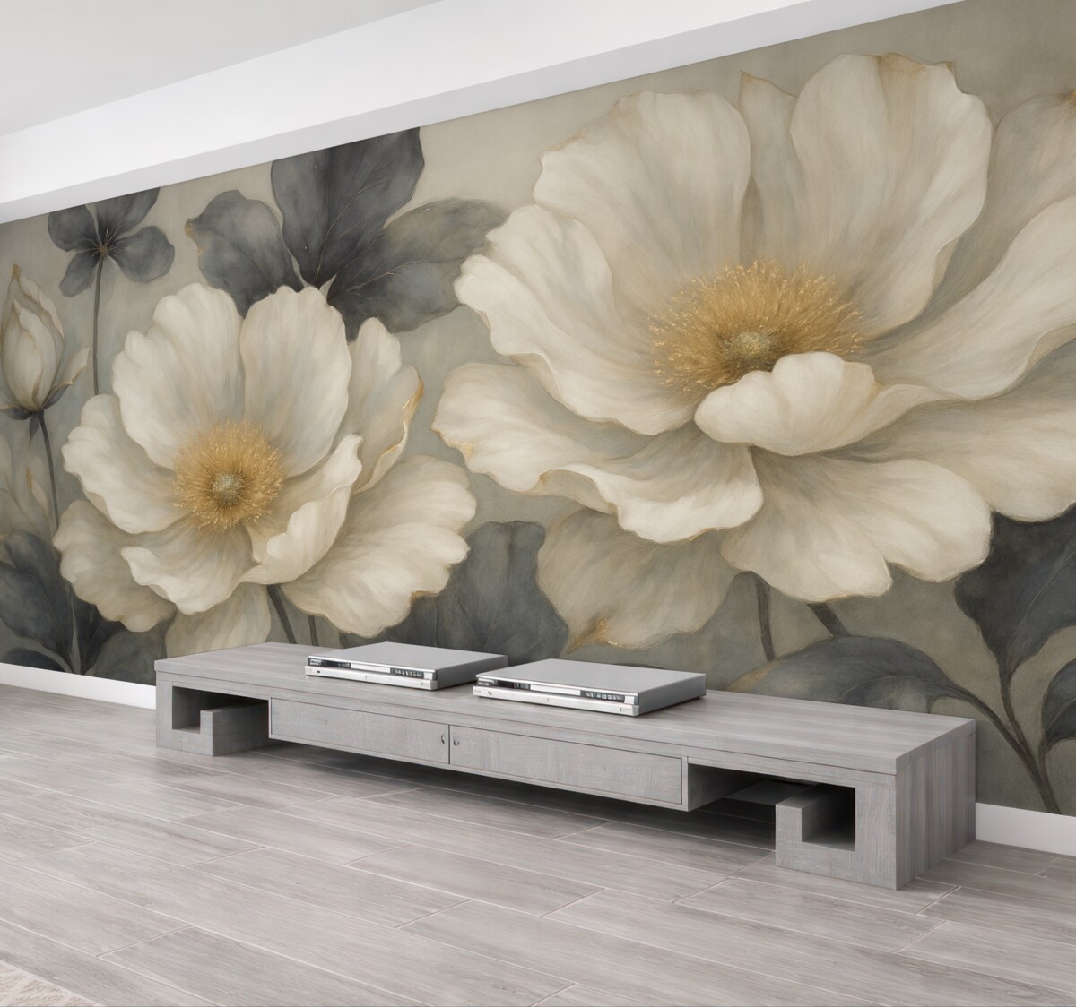 Fototapeta Wielkie kwiaty, delikatne barwy.