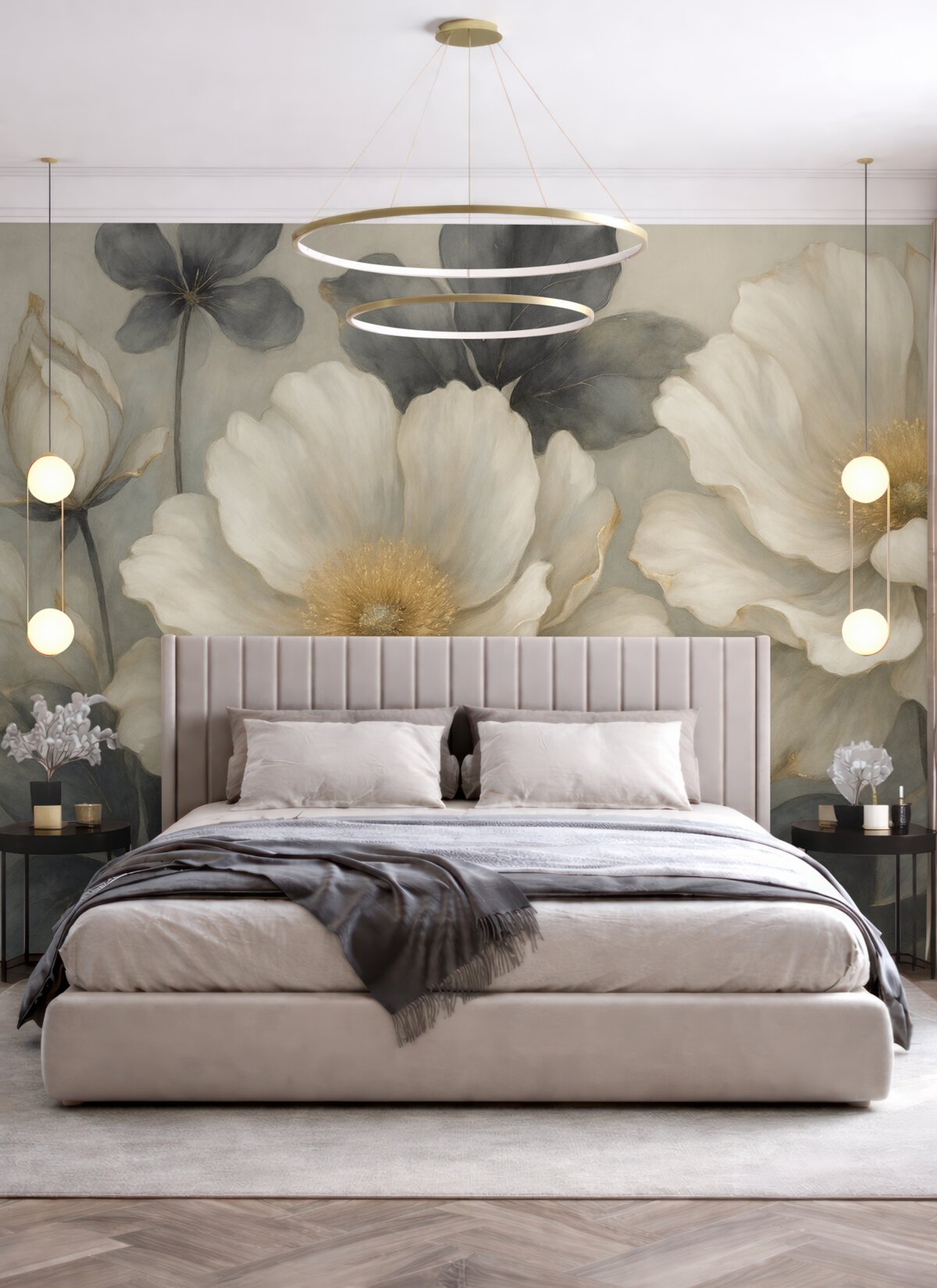 Fototapeta Wielkie kwiaty, delikatne barwy.