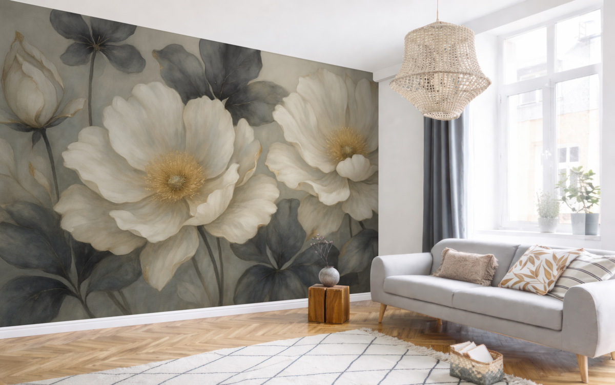 Fototapeta Wielkie kwiaty, delikatne barwy.