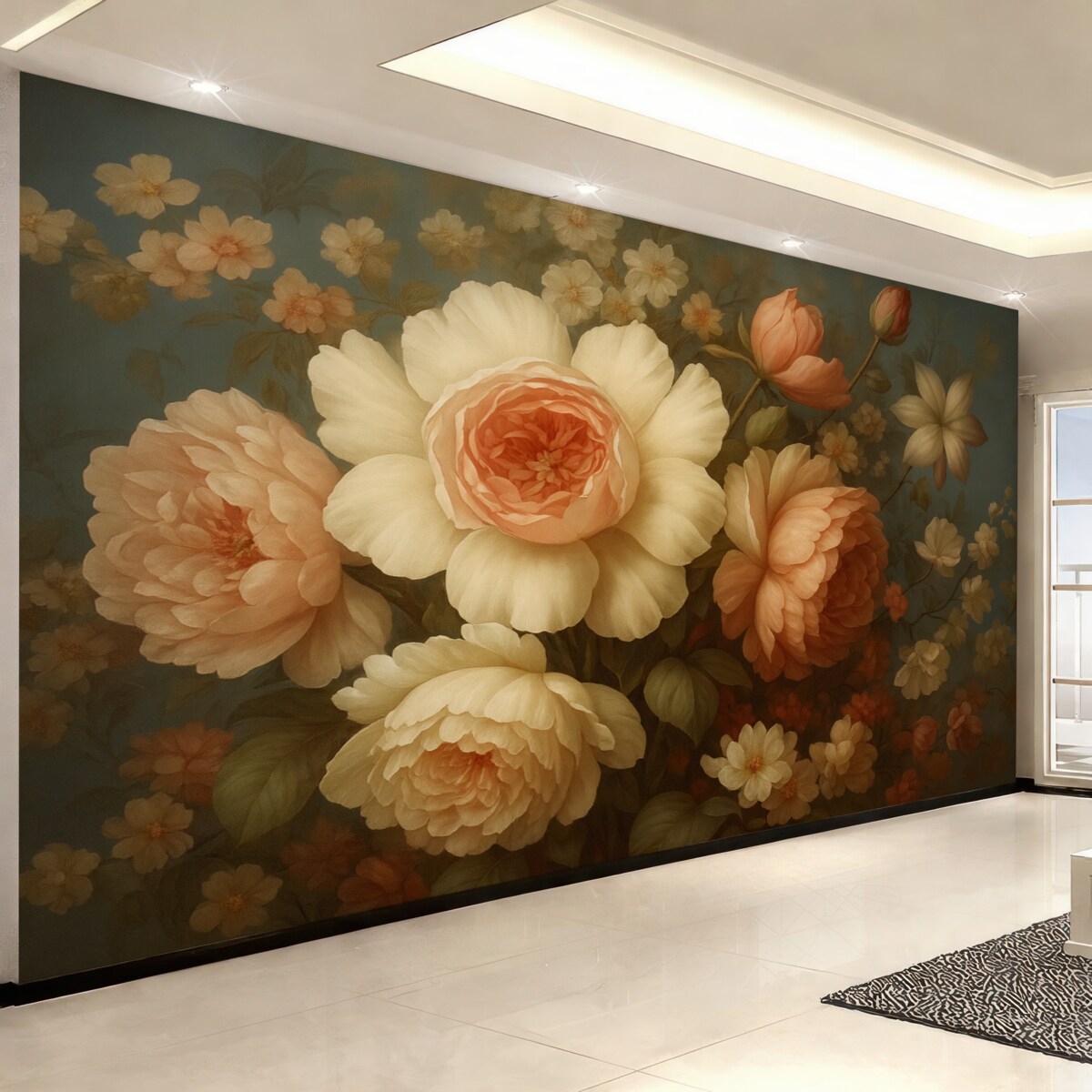 Fototapeta Klasyczny bukiet kwiatów na ciemnym tle.