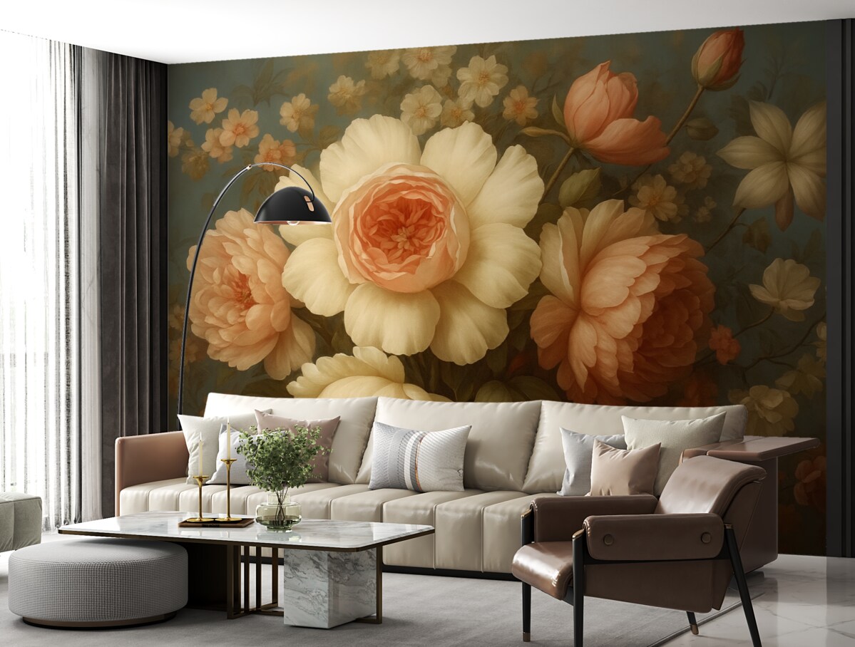 Fototapeta Klasyczny bukiet kwiatów na ciemnym tle.