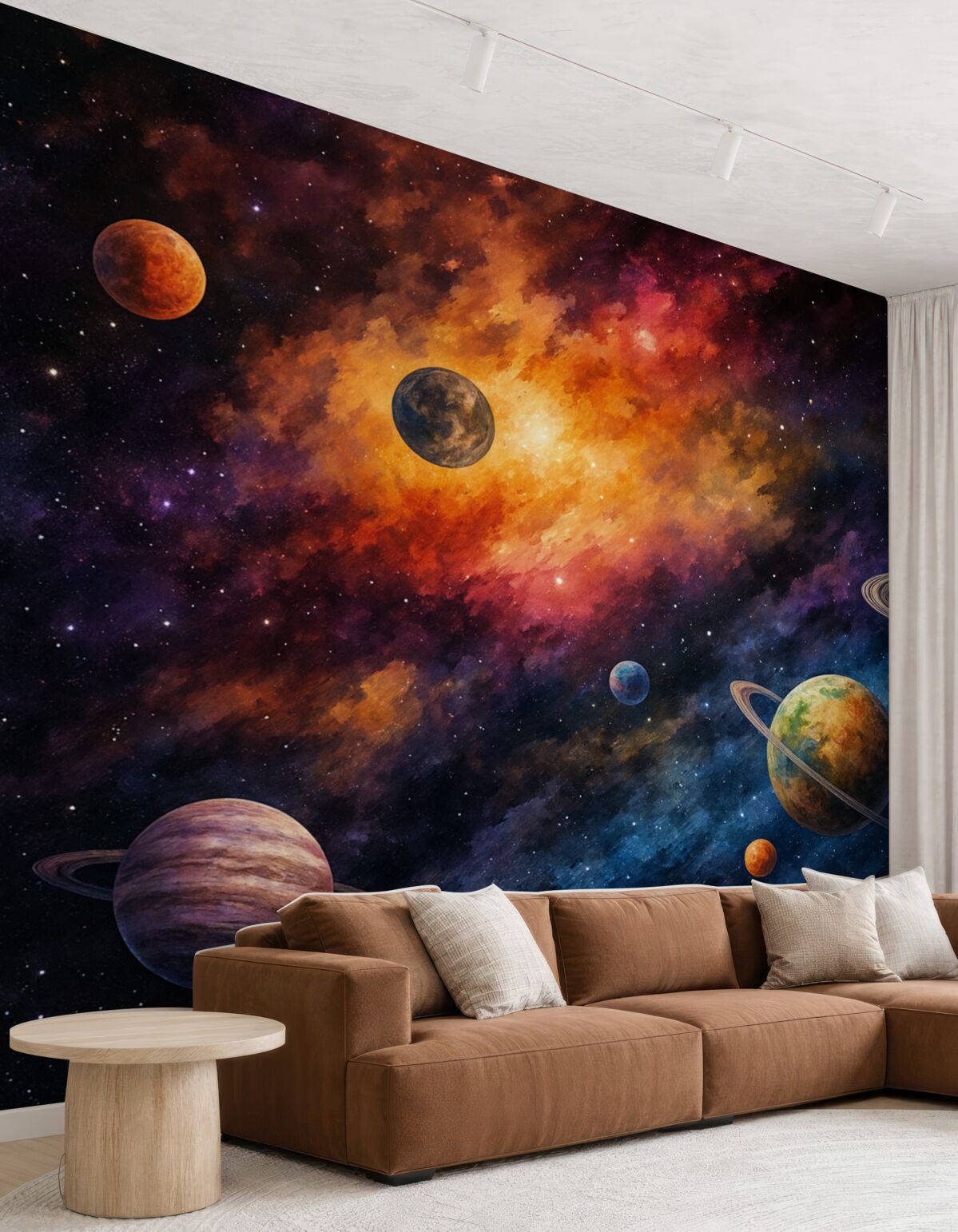 Fototapeta Wszechświat z planetami i gwiazdami, akwarela, wszechświat.