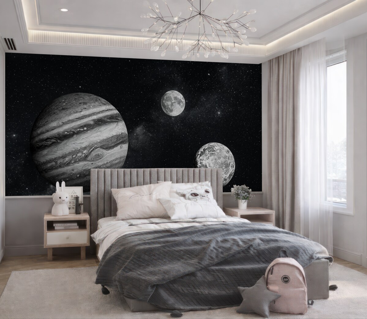 Fototapeta Kosmiczna otchłań z gwiazdami i roślinnością.