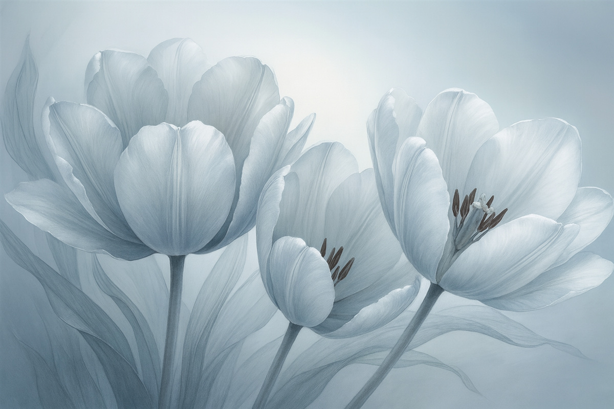 Fototapeta Wielkie błękitne tulipany.