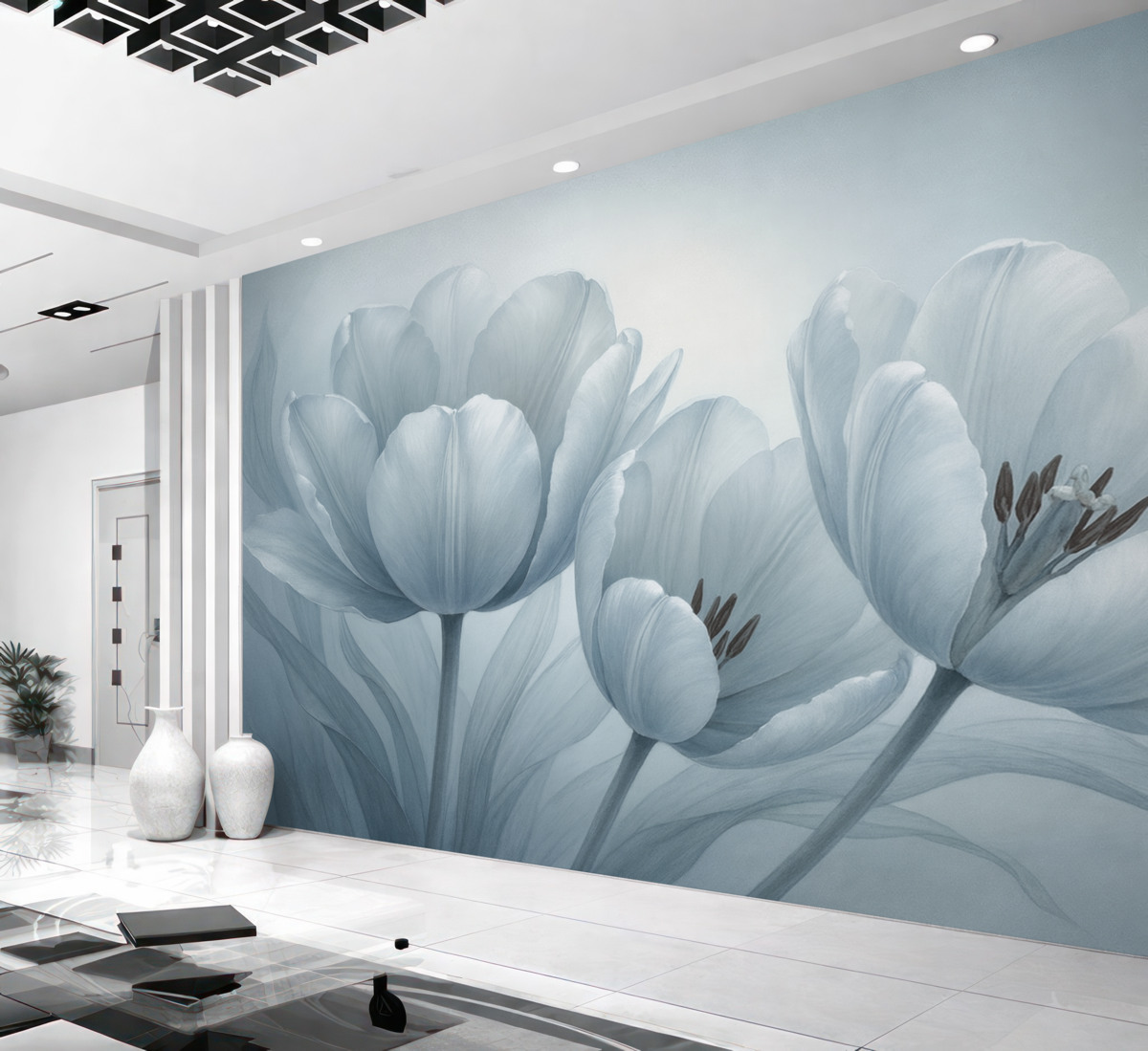 Fototapeta Wielkie błękitne tulipany.