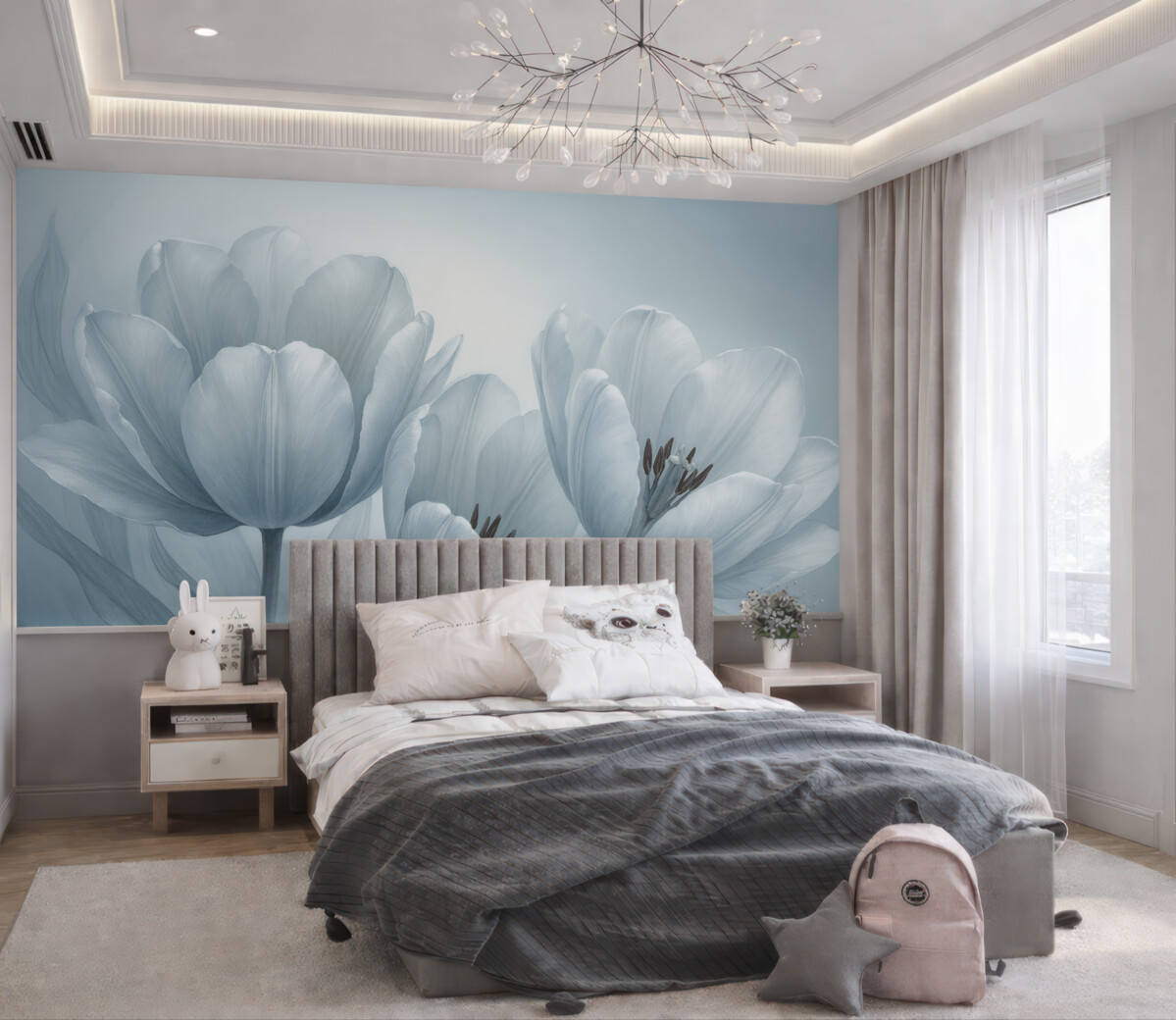 Fototapeta Wielkie błękitne tulipany.