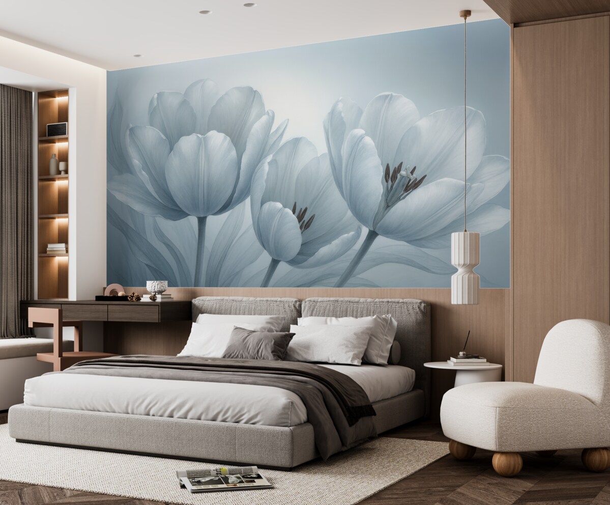 Fototapeta Wielkie błękitne tulipany.