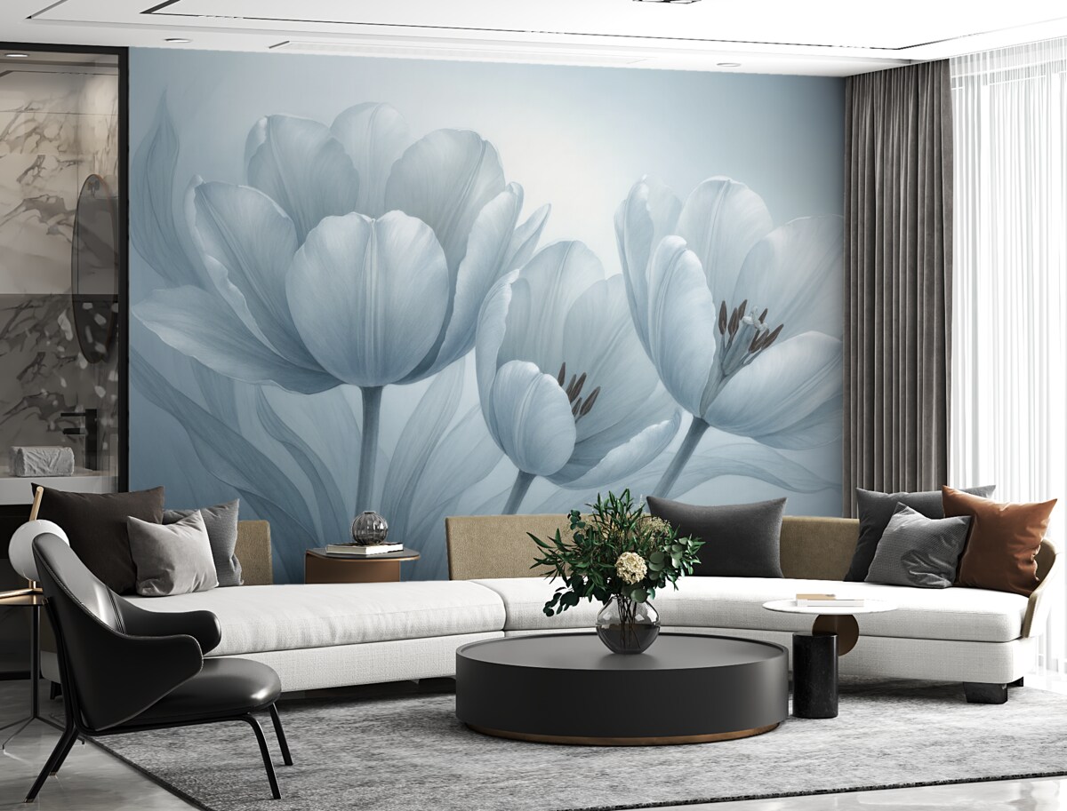 Fototapeta Wielkie błękitne tulipany.