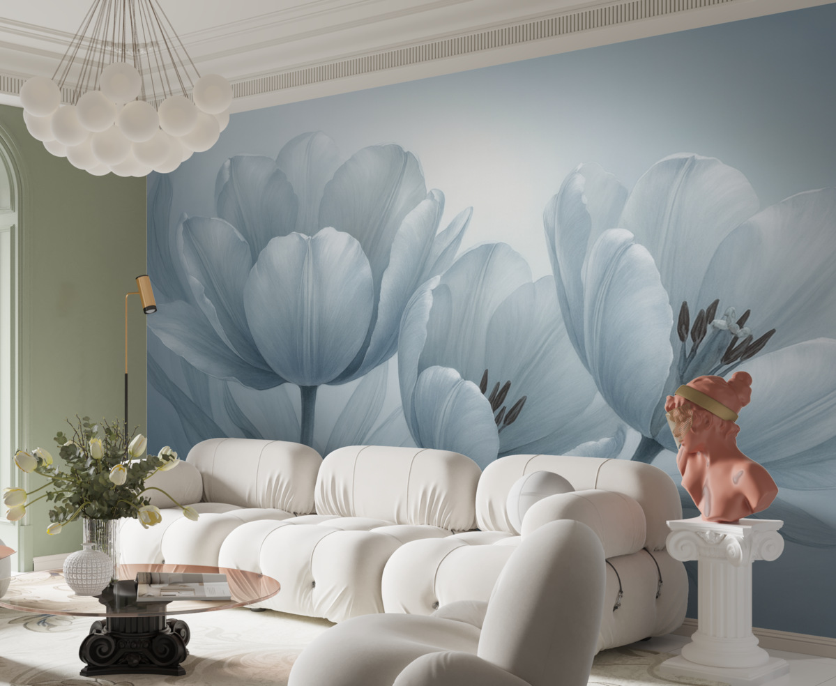 Fototapeta Wielkie błękitne tulipany.